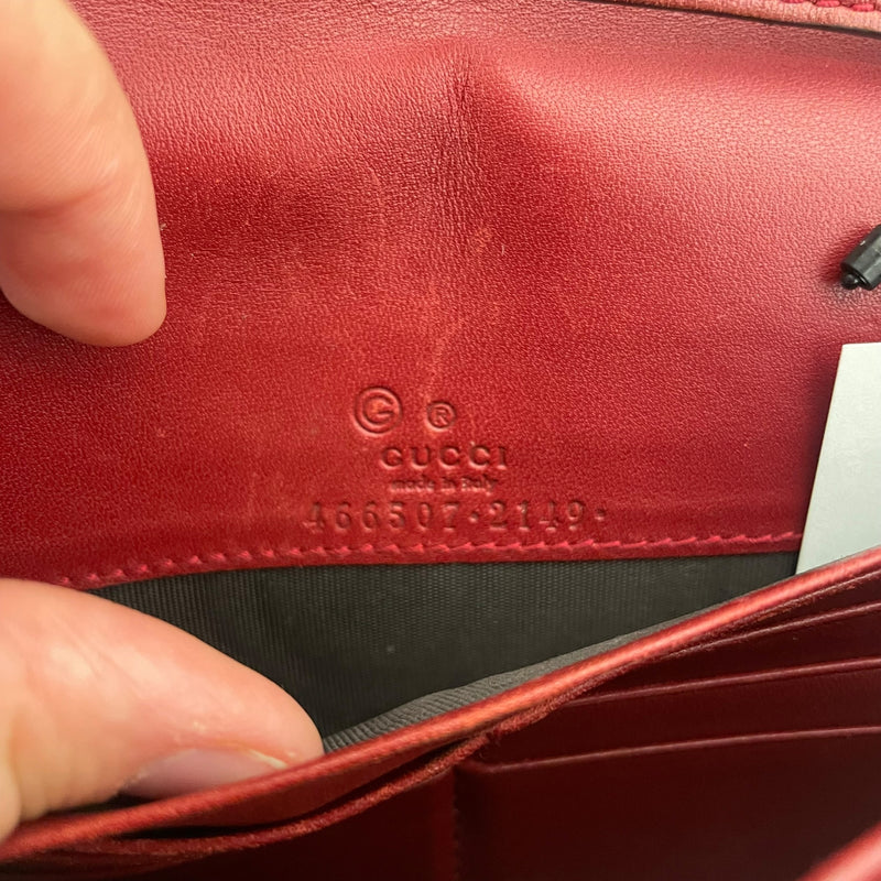 GUCCI/Cross Body Bag/Monogram/Leather/RED/MICROGUCCISMA WALLET BAG