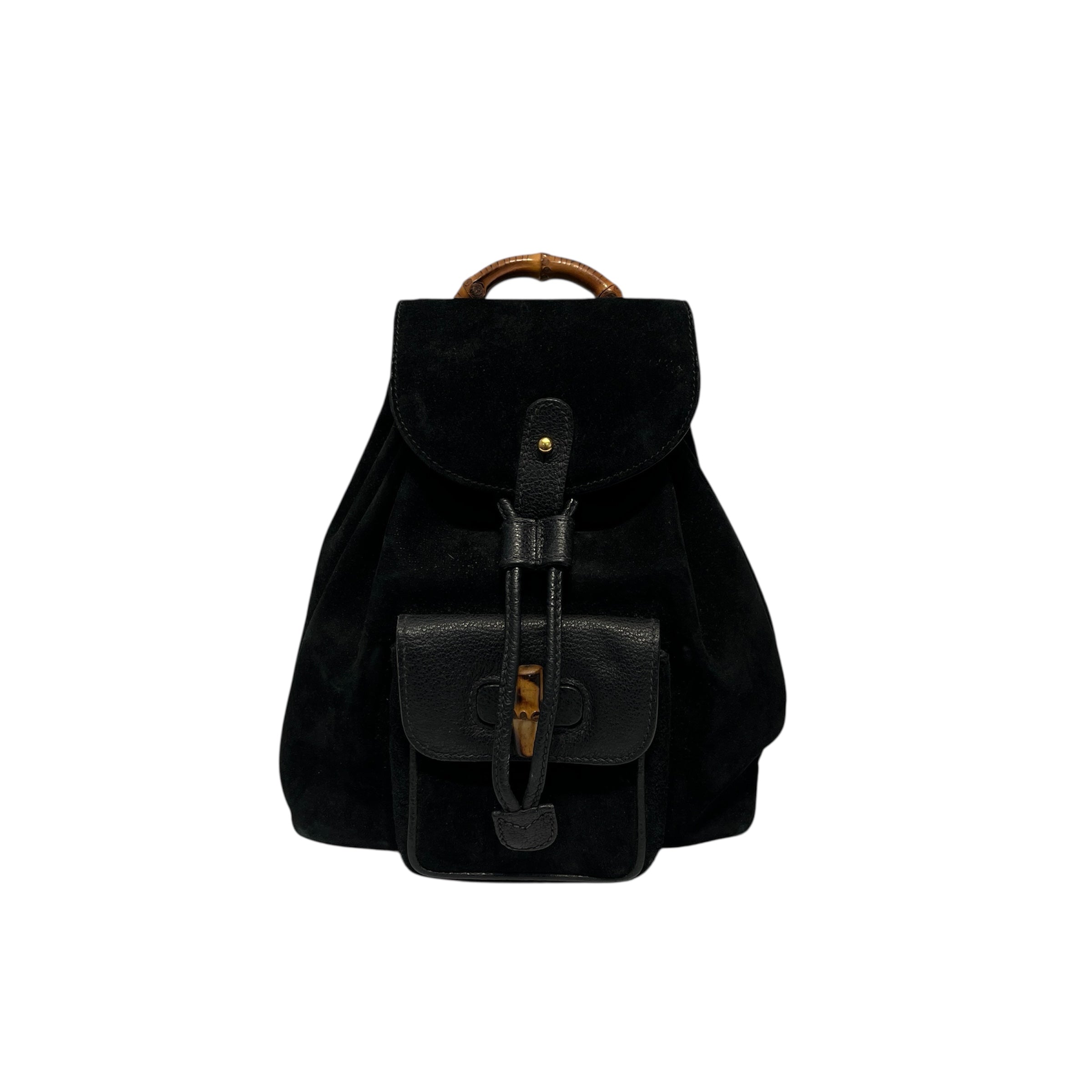 gucci black mini backpack GUCCI/Backpack/S/Suede/BLK/suede mini backpack w/bamboo – 2nd STREET USA