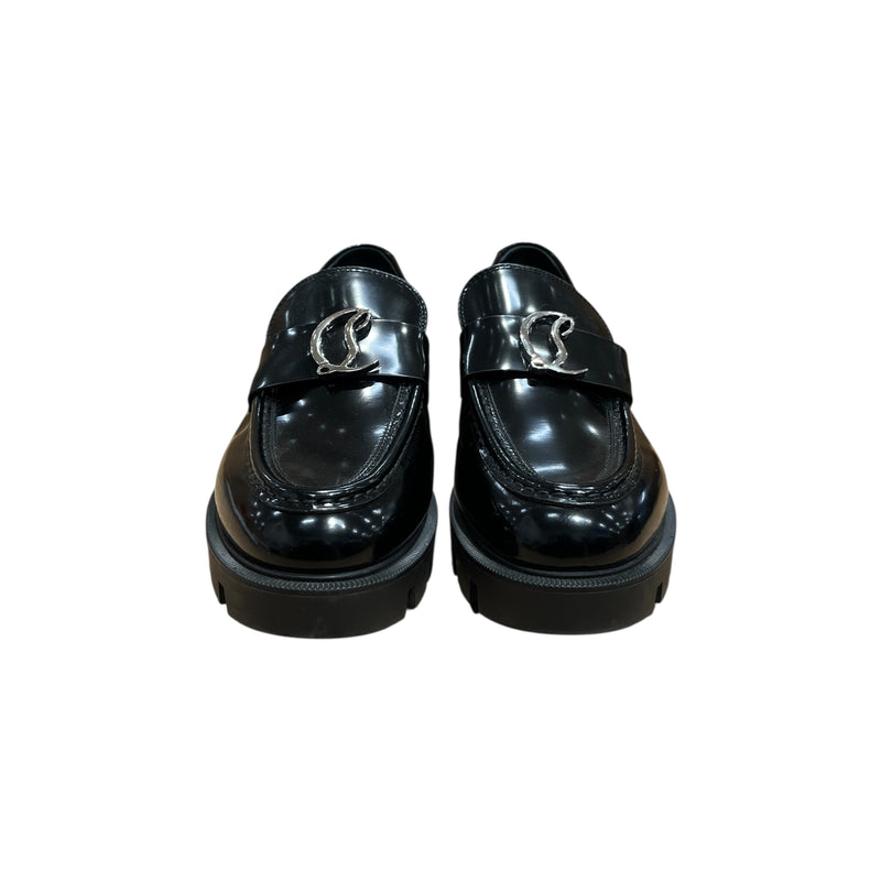 Christian Louboutin/Loafers/EU 38.5/Leather/BLK/LOGO