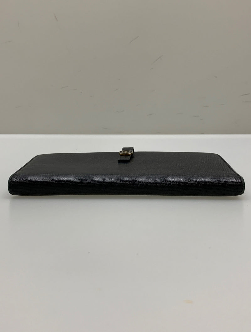 CHANEL/Long Wallet/BLK/Leather