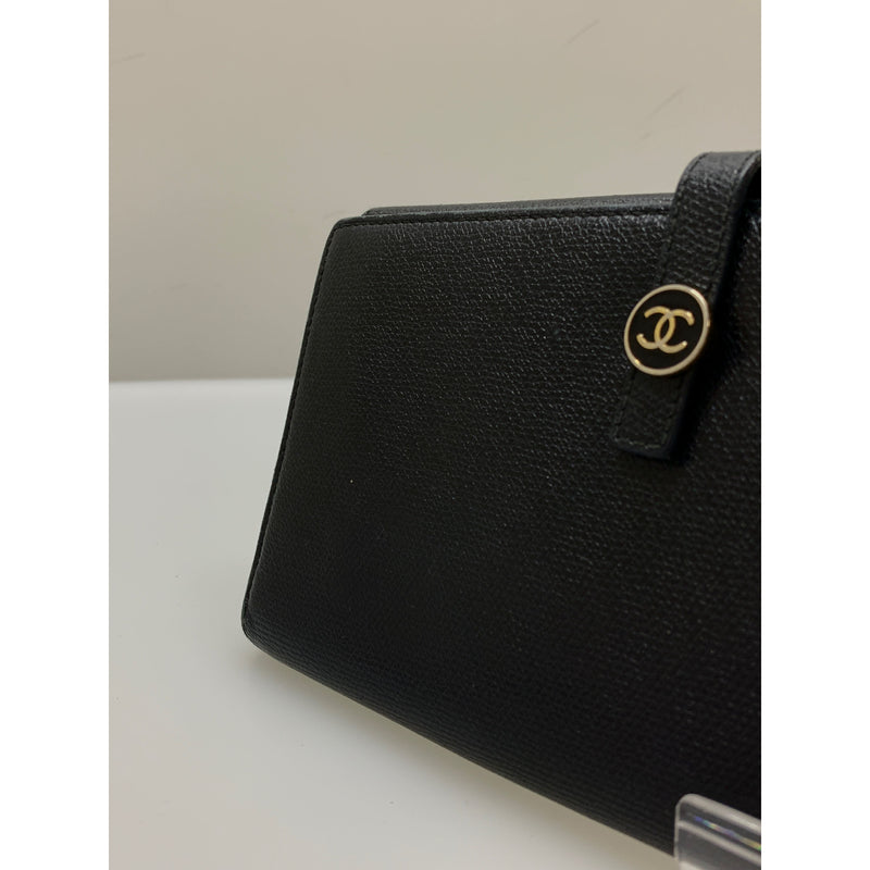 CHANEL/Long Wallet/BLK/Leather