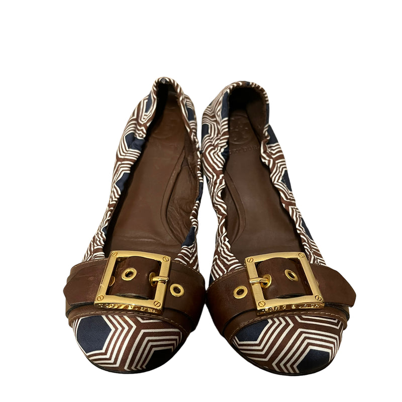 TORY BURCH/Flat Shoes/US 5/All Over Print/Leather/BRW/