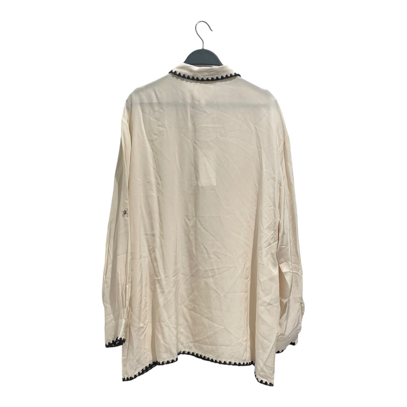 Johnny Was/LS Blouse/L/Silk/CRM/creme blouse black embroidery
