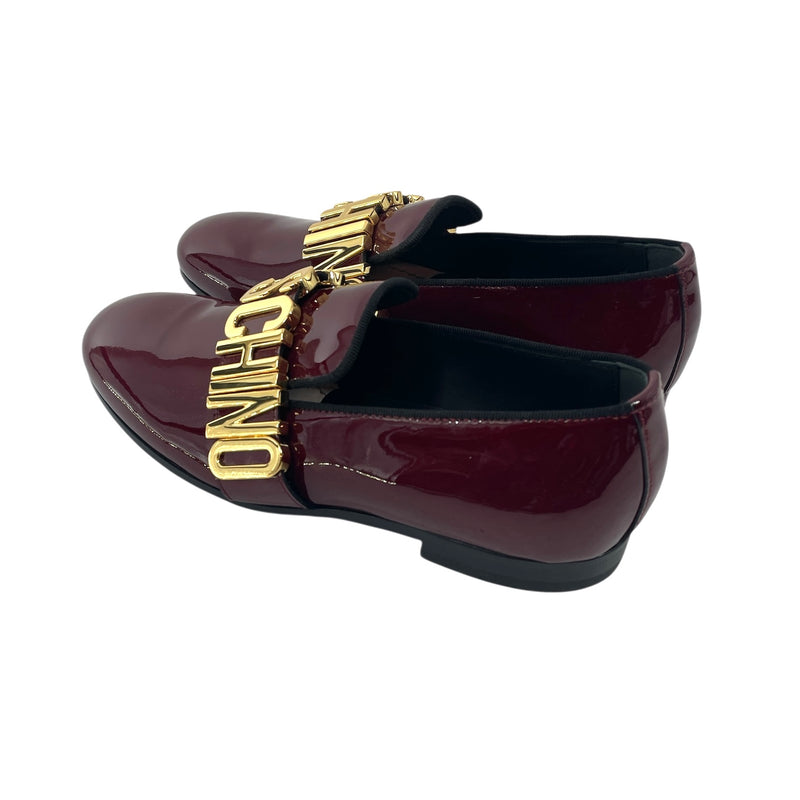 MOSCHINO/Loafers/EU 40/BRD/Patent Lether Gold Lettering