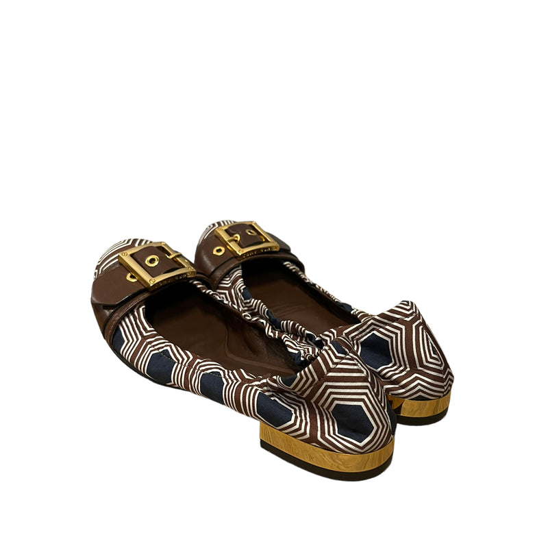 TORY BURCH/Flat Shoes/US 5/All Over Print/Leather/BRW/
