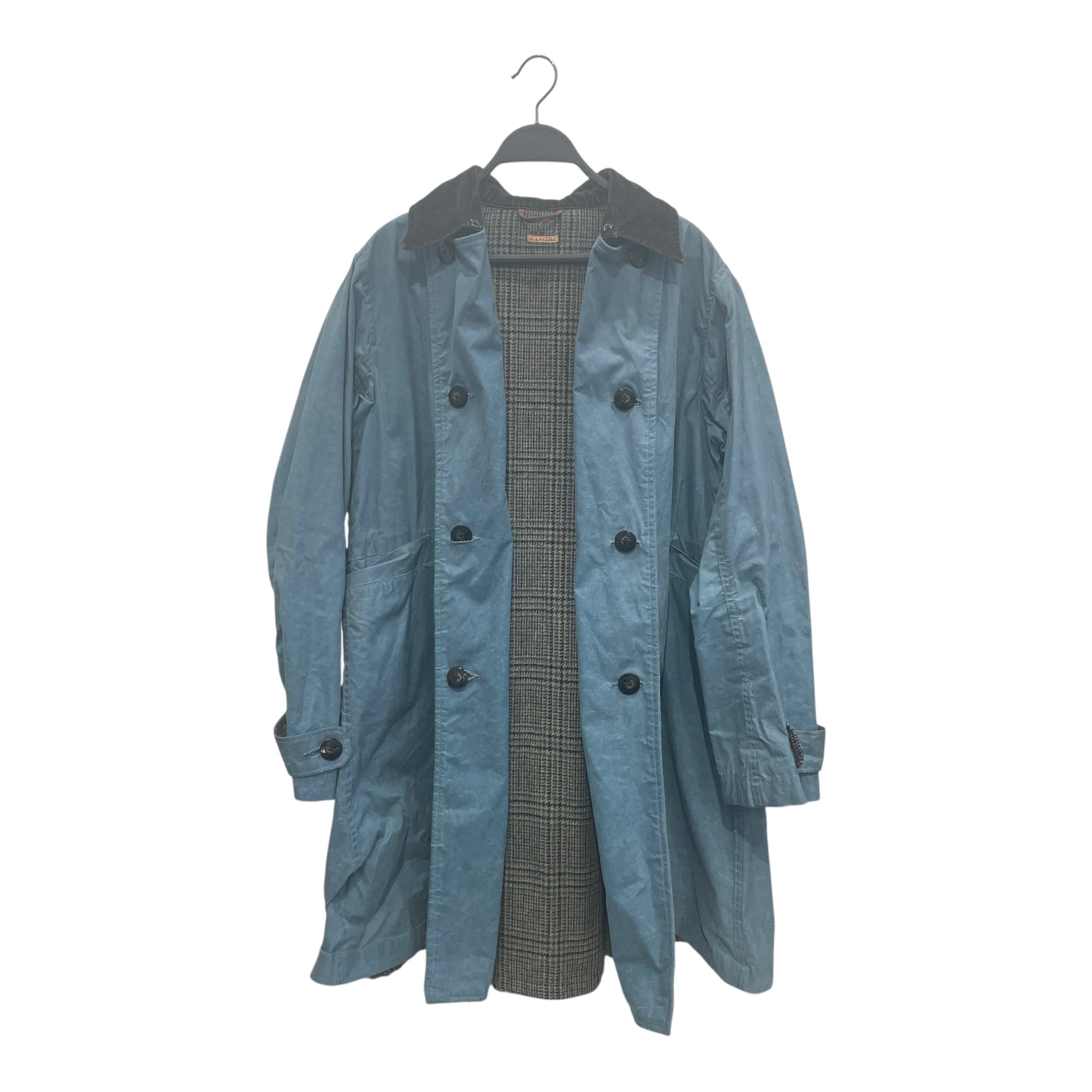 KAPITAL/Trench Coat/2/Cotton/BLU/WAXED COTTON HOUNDSTOOTH LINE