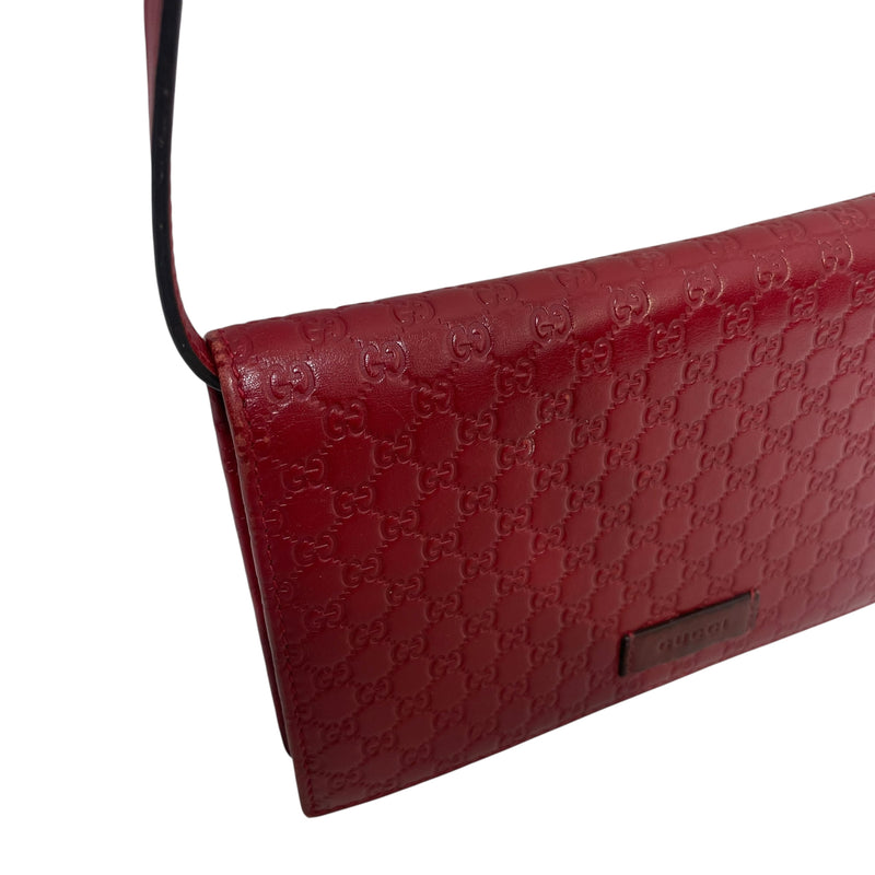 GUCCI/Cross Body Bag/Monogram/Leather/RED/MICROGUCCISMA WALLET BAG