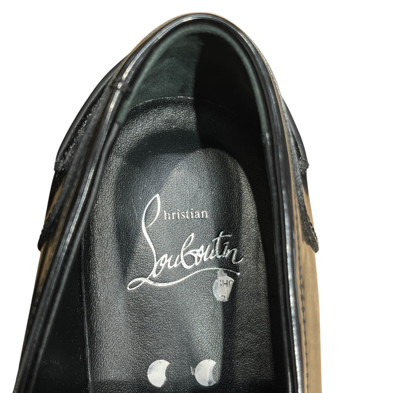 Christian Louboutin/Loafers/EU 38.5/Leather/BLK/LOGO