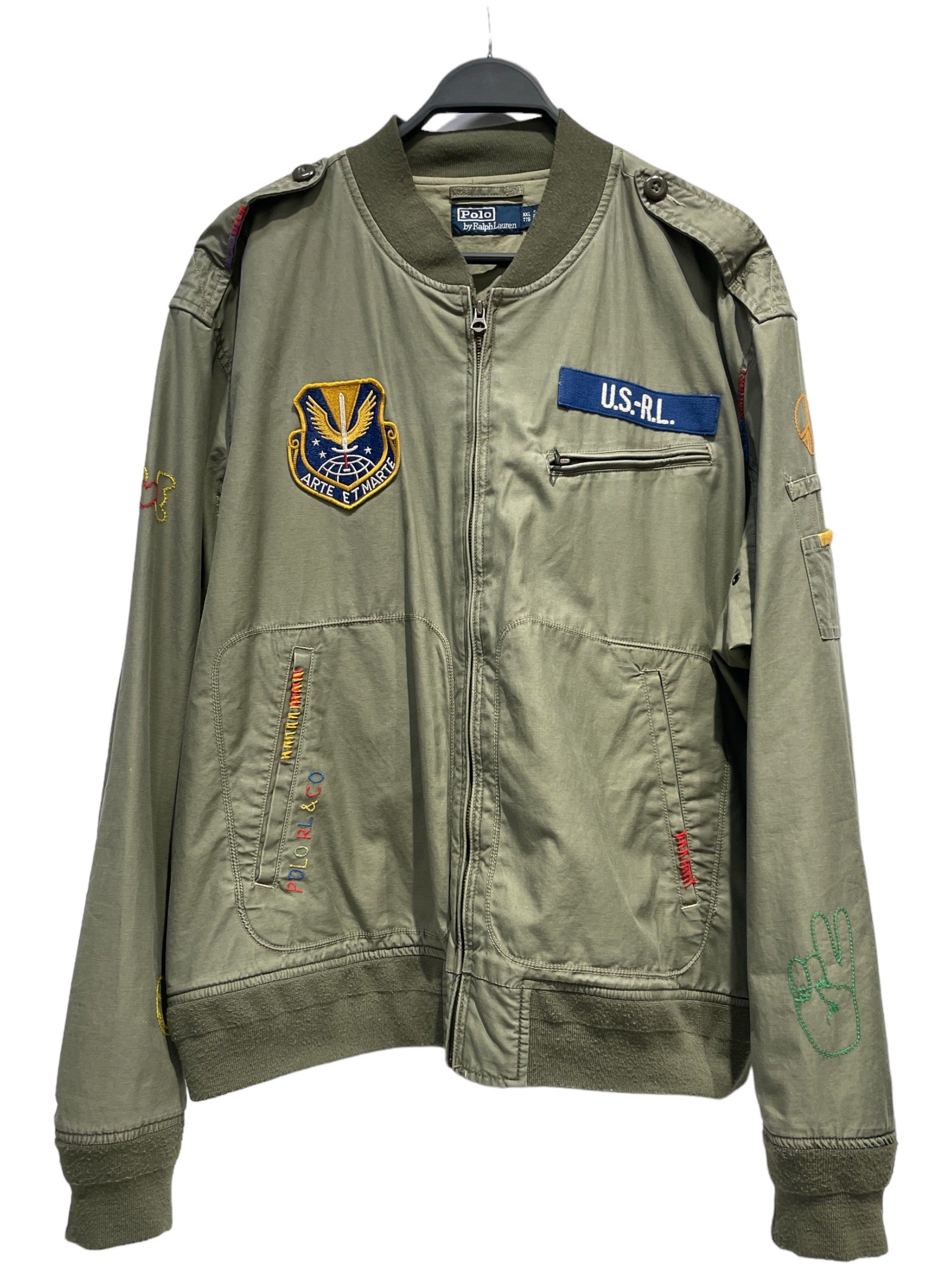 POLO RALPH LAUREN/Souvenir Jkt/XXL/Cotton/GRN/All Over Print/PEACE 