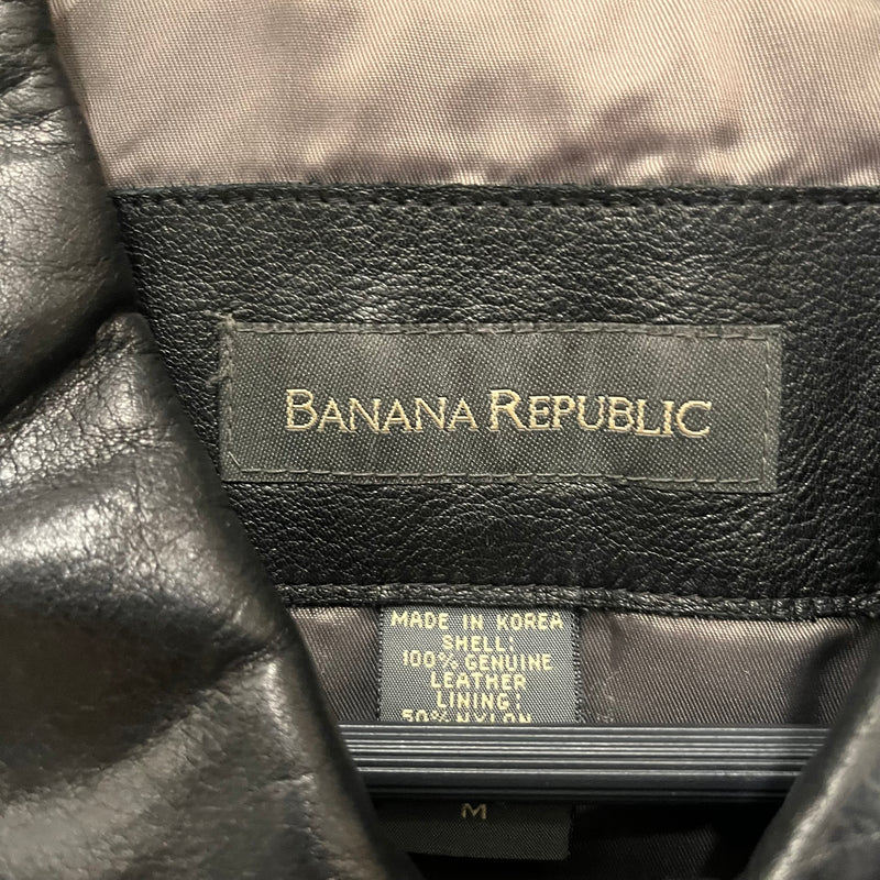 BANANA REPUBLIC/Leather Jkt/M/Leather/BLK/Vintage 90s