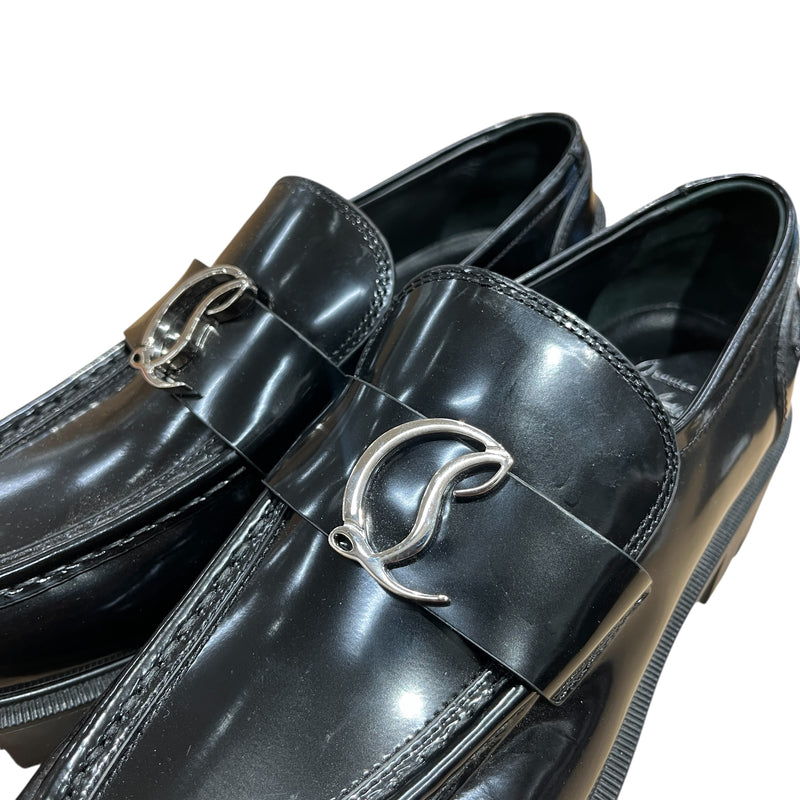Christian Louboutin/Loafers/EU 38.5/Leather/BLK/LOGO