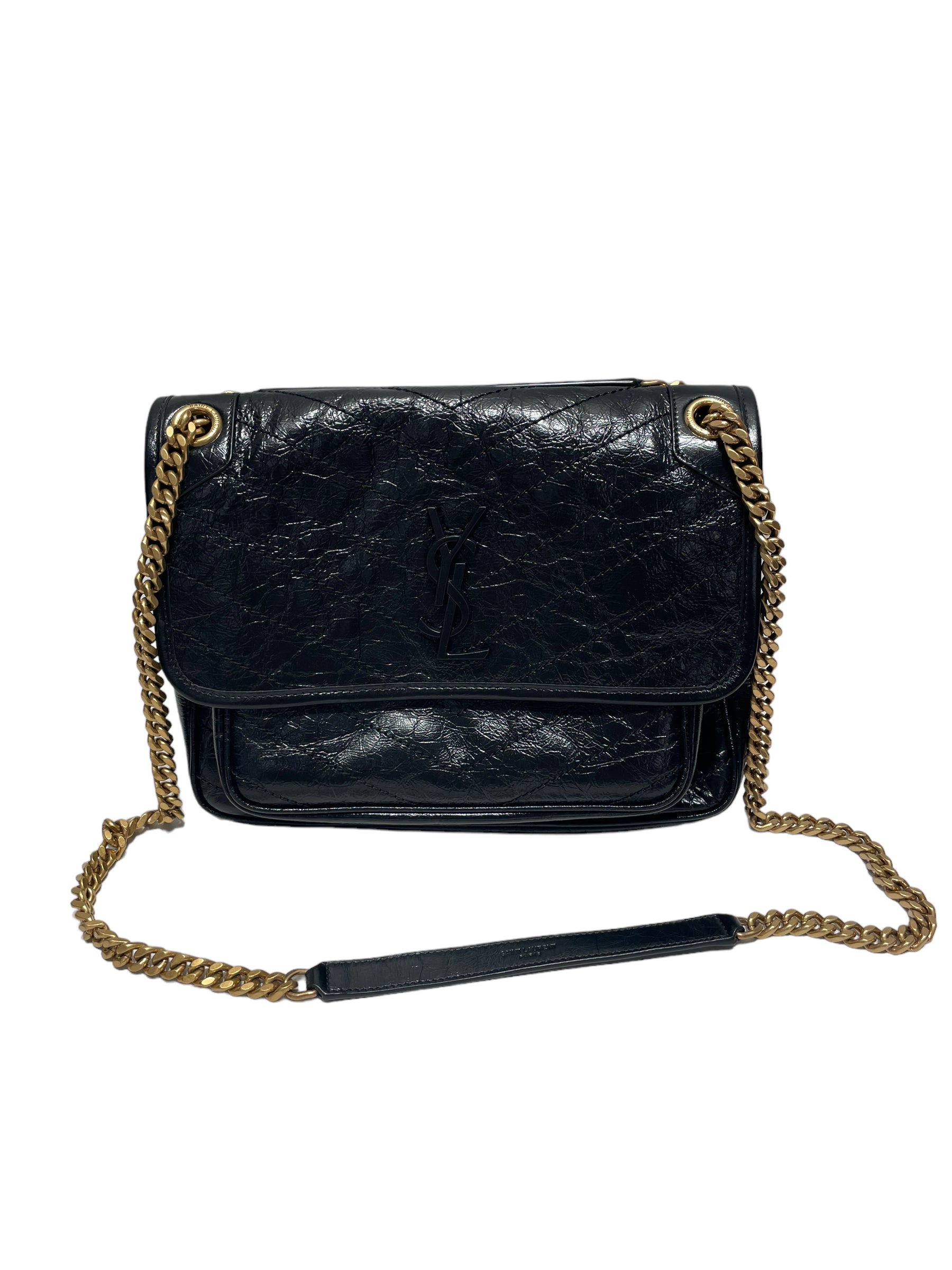 YVES SAINT LAURENT/Cross Body Bag/Leather/BLK/ 2nd STREET USA