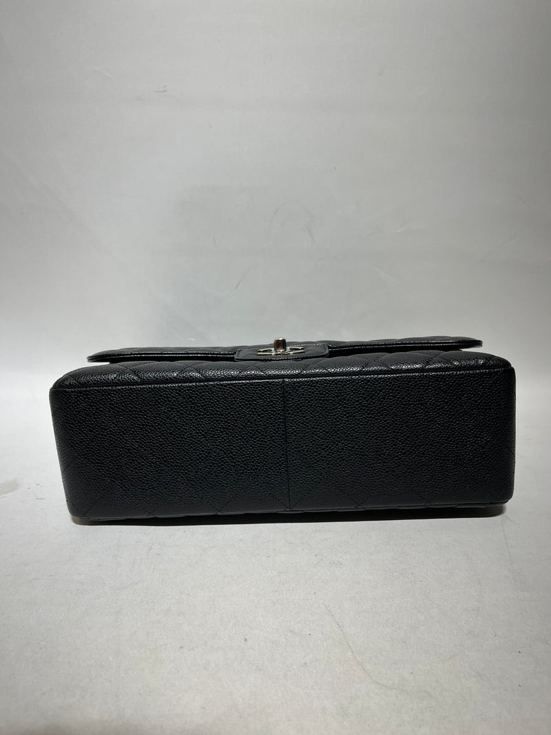CHANEL/Clutch Bag/Leather/BLK/JUMBO QUITLTED BAG