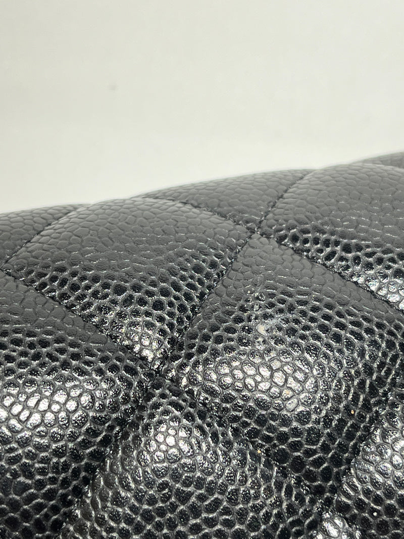 CHANEL/Clutch Bag/Leather/BLK/JUMBO QUITLTED BAG