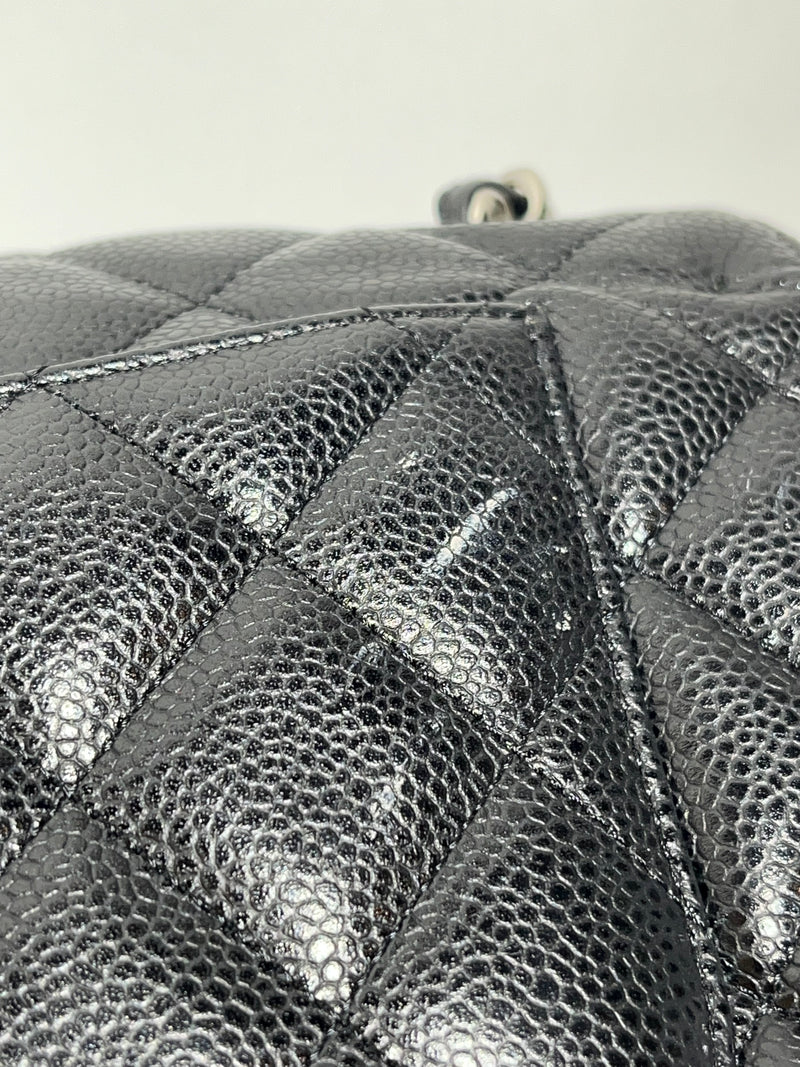 CHANEL/Clutch Bag/Leather/BLK/JUMBO QUITLTED BAG