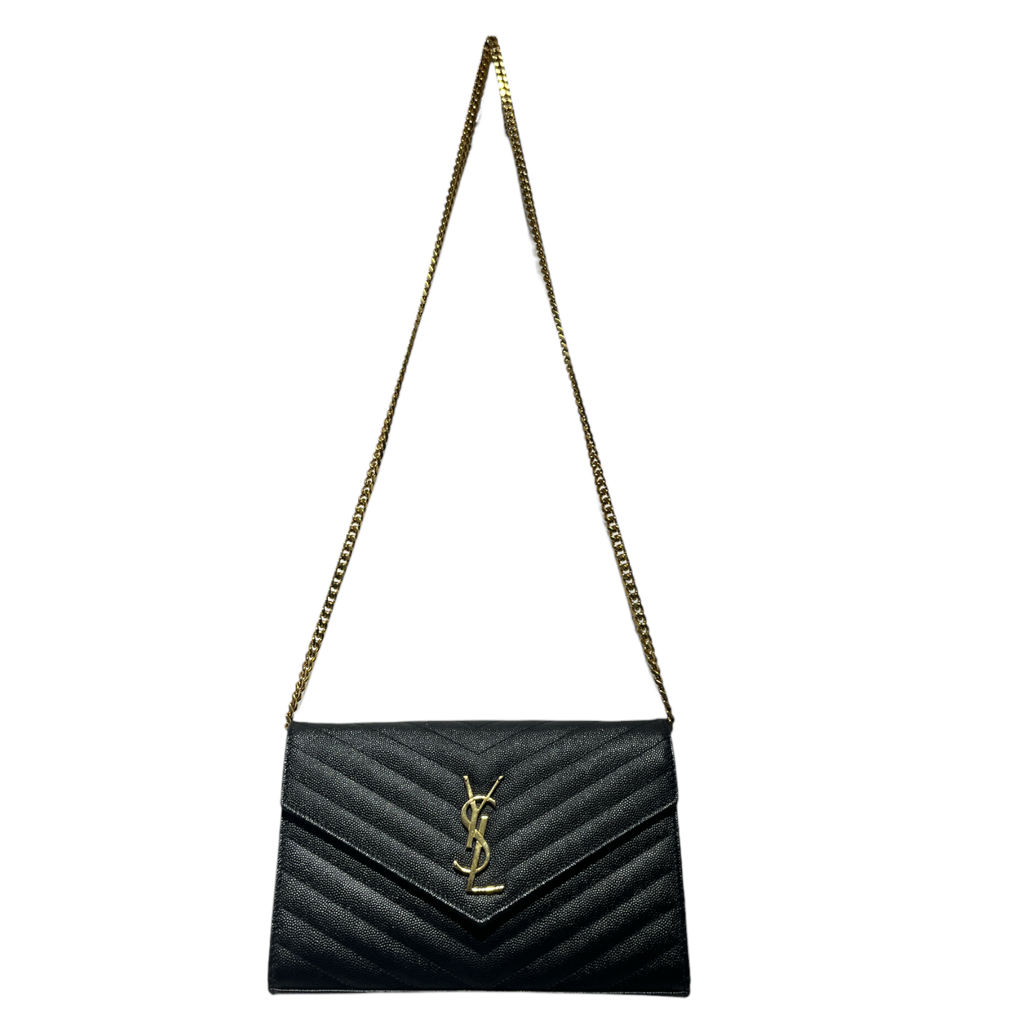 YVES SAINT LAURENT/Cross Body Bag/Leather/BLK/matelasse cassandre wall 2nd STREET USA