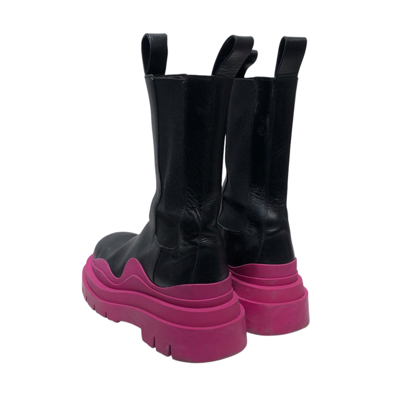 BOTTEGA VENETA/Chelsea Boots/EU 39.5/Leather/BLK/PINK LEATHER TIRE SOLE