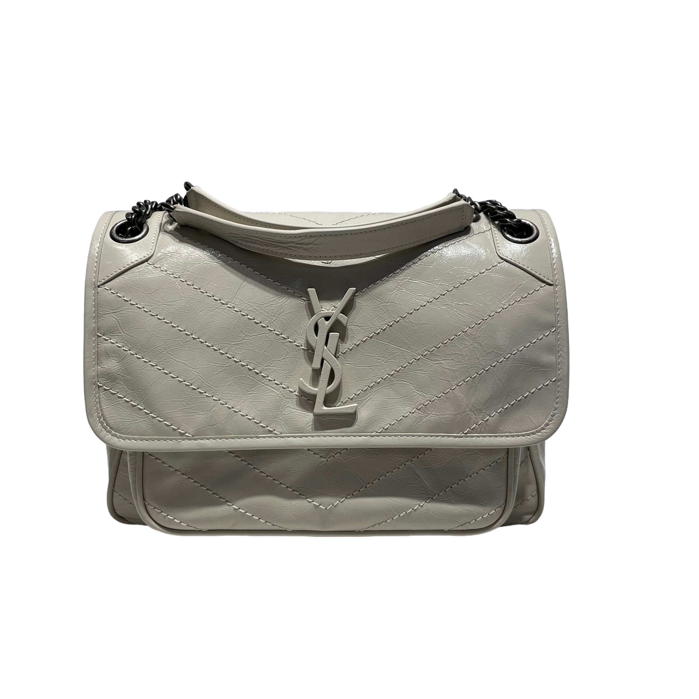 YVES SAINT LAURENT/Cross Body Bag/Leather/WHT/ 2nd STREET USA