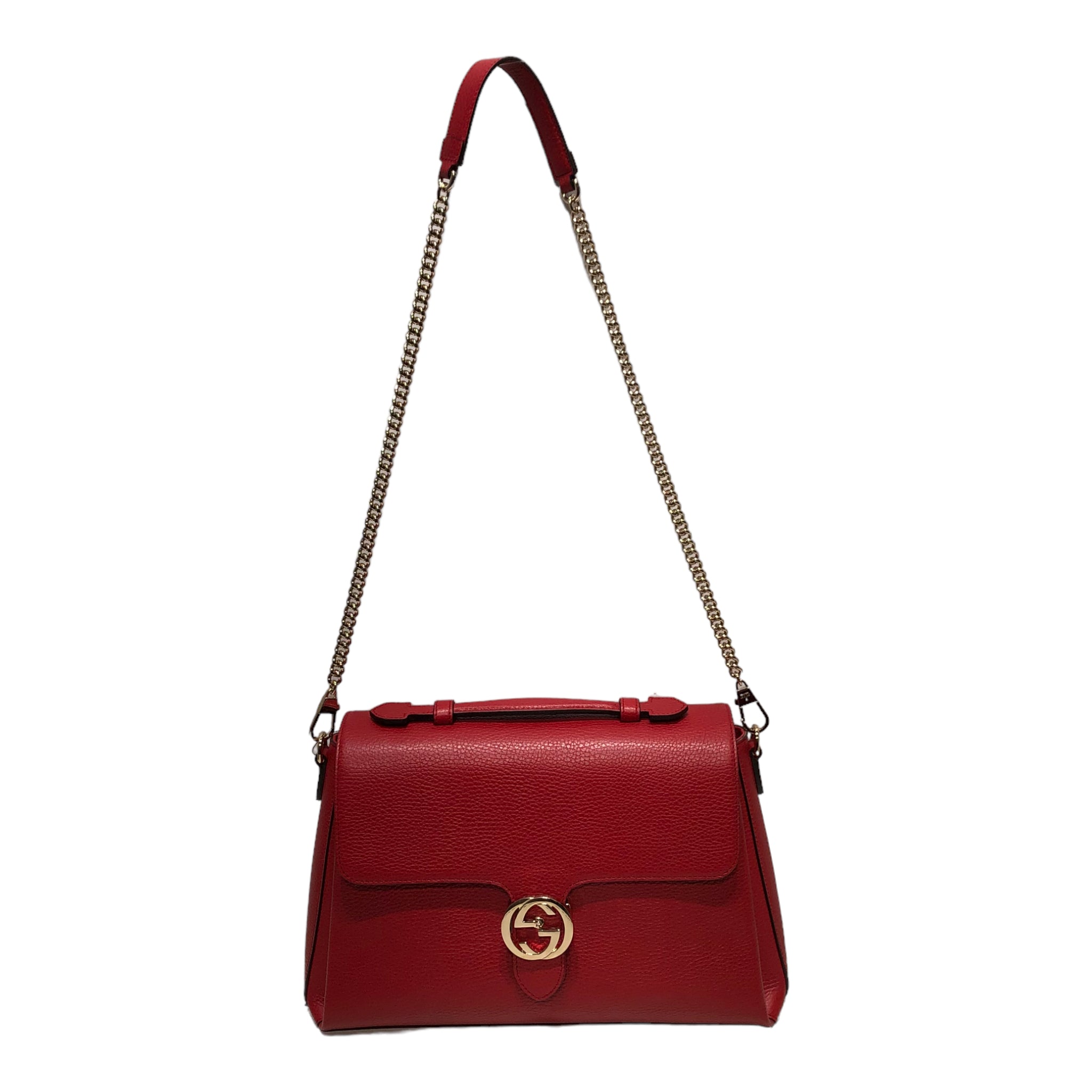GUCCI/Cross Body Bag/M/Leather/RED/Interlocking G 2nd STREET USA