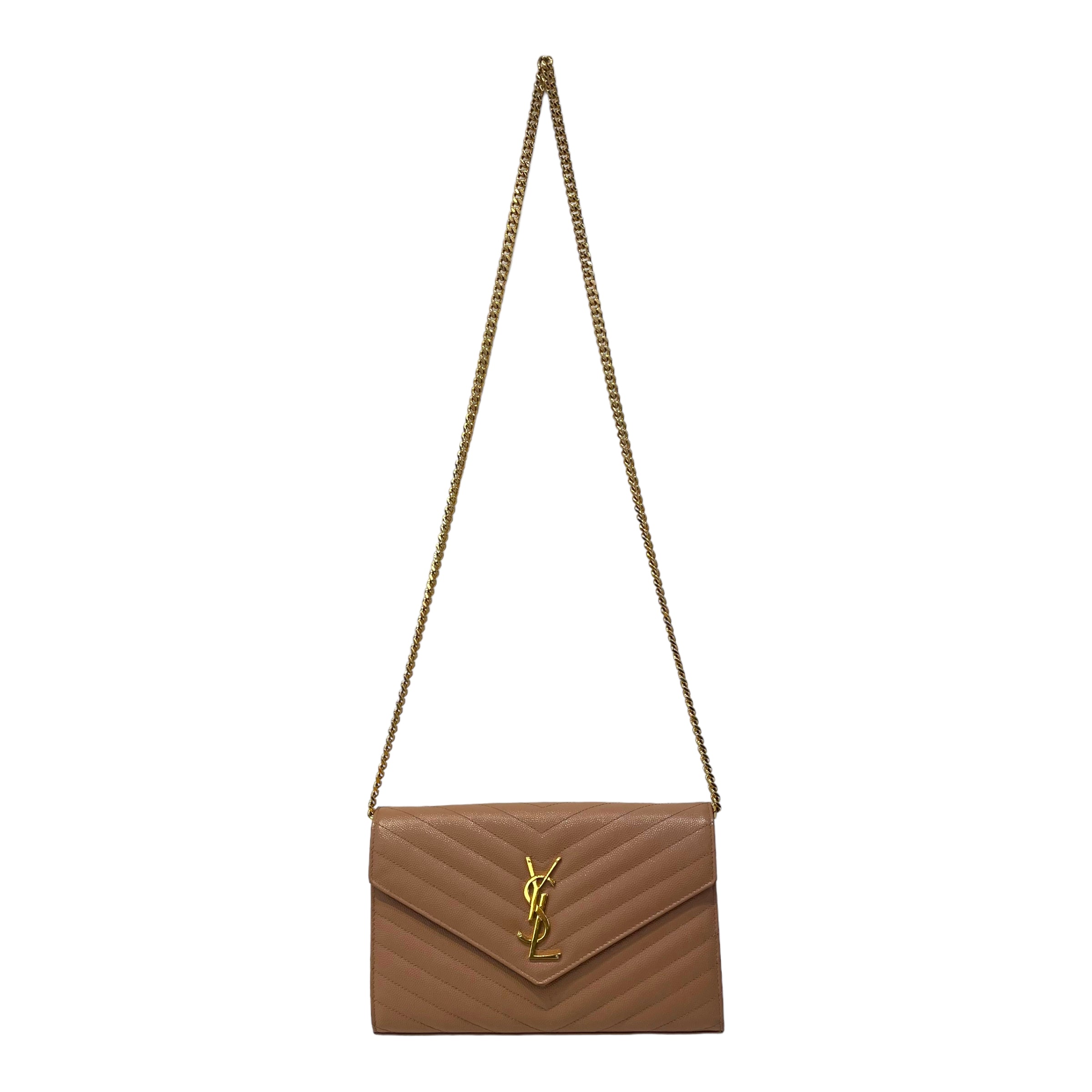 YVES SAINT LAURENT/Cross Body Bag/Leather/PNK/Cassandre Wallet on Chai 2nd STREET USA