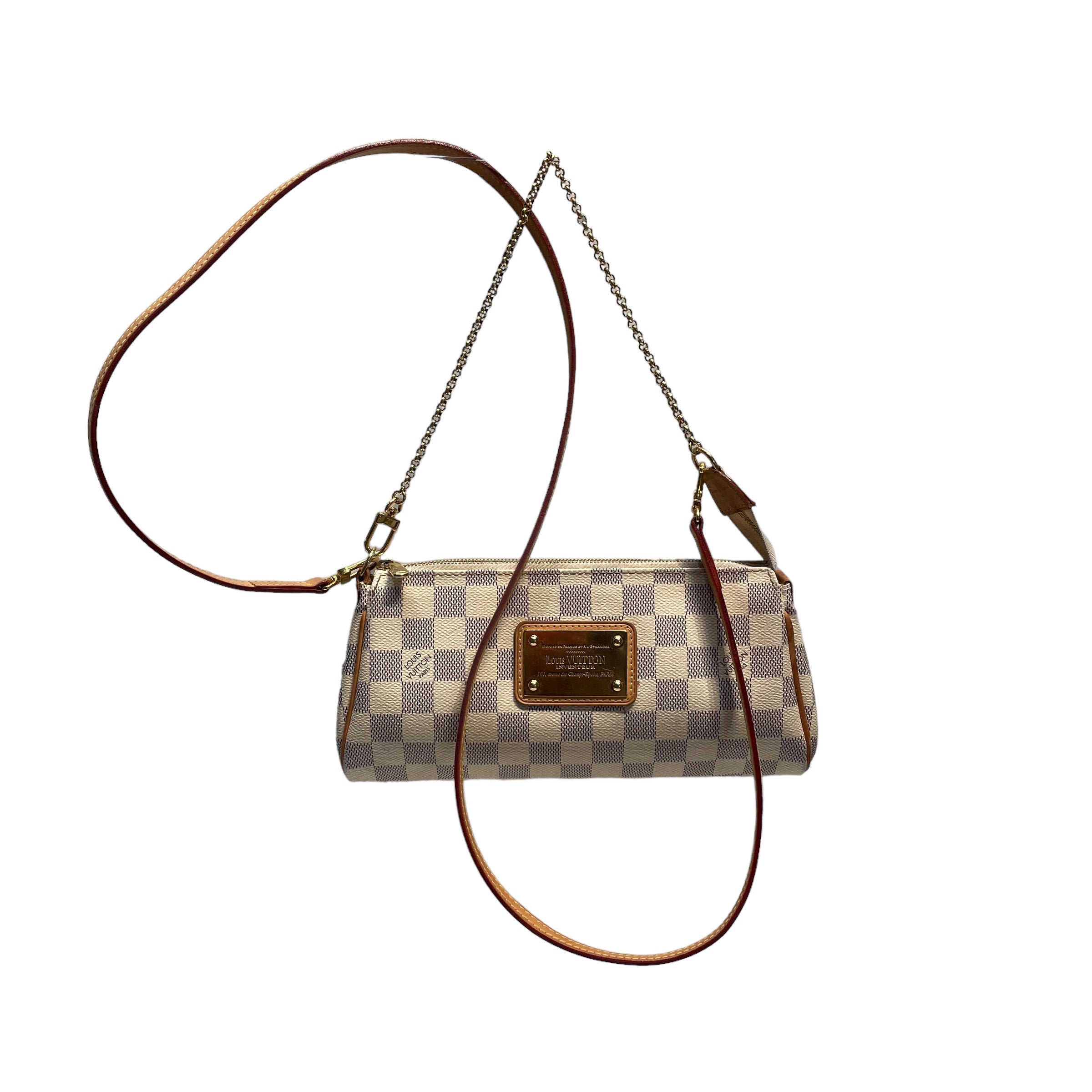 LOUIS VUITTON///Hand Bag/--/Gingham Check/Leather/CRM/W [Designers