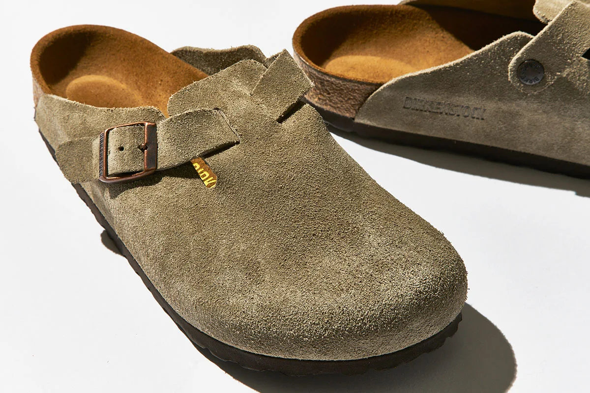 Pair of suede light brown Birkenstock sandals