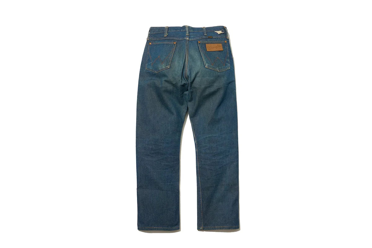 Back view of denim Wrangler pants