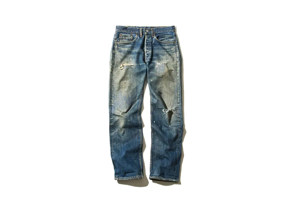 Denim pants with ripped details