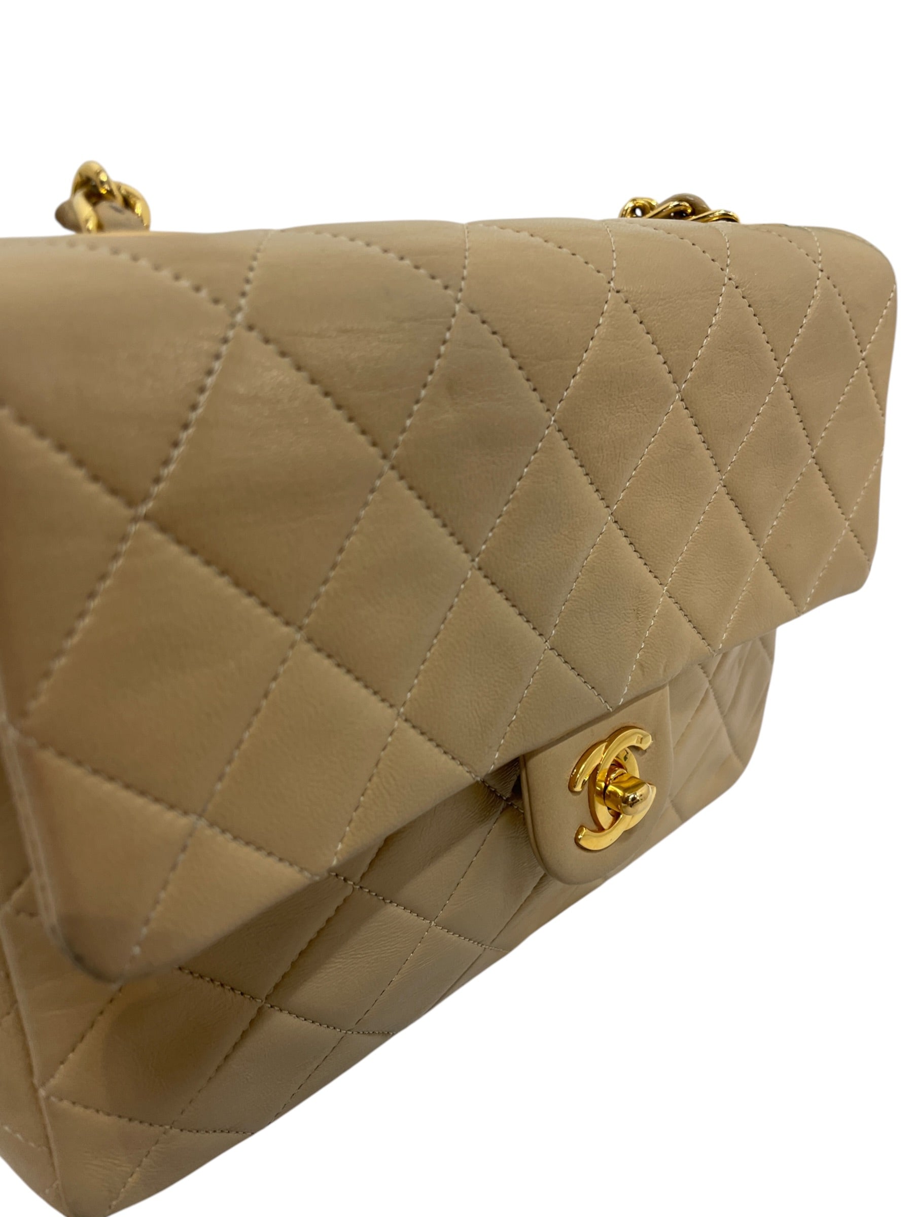 CHANEL/Cross Body Bag/Leather/Beige/quilted flap view 4