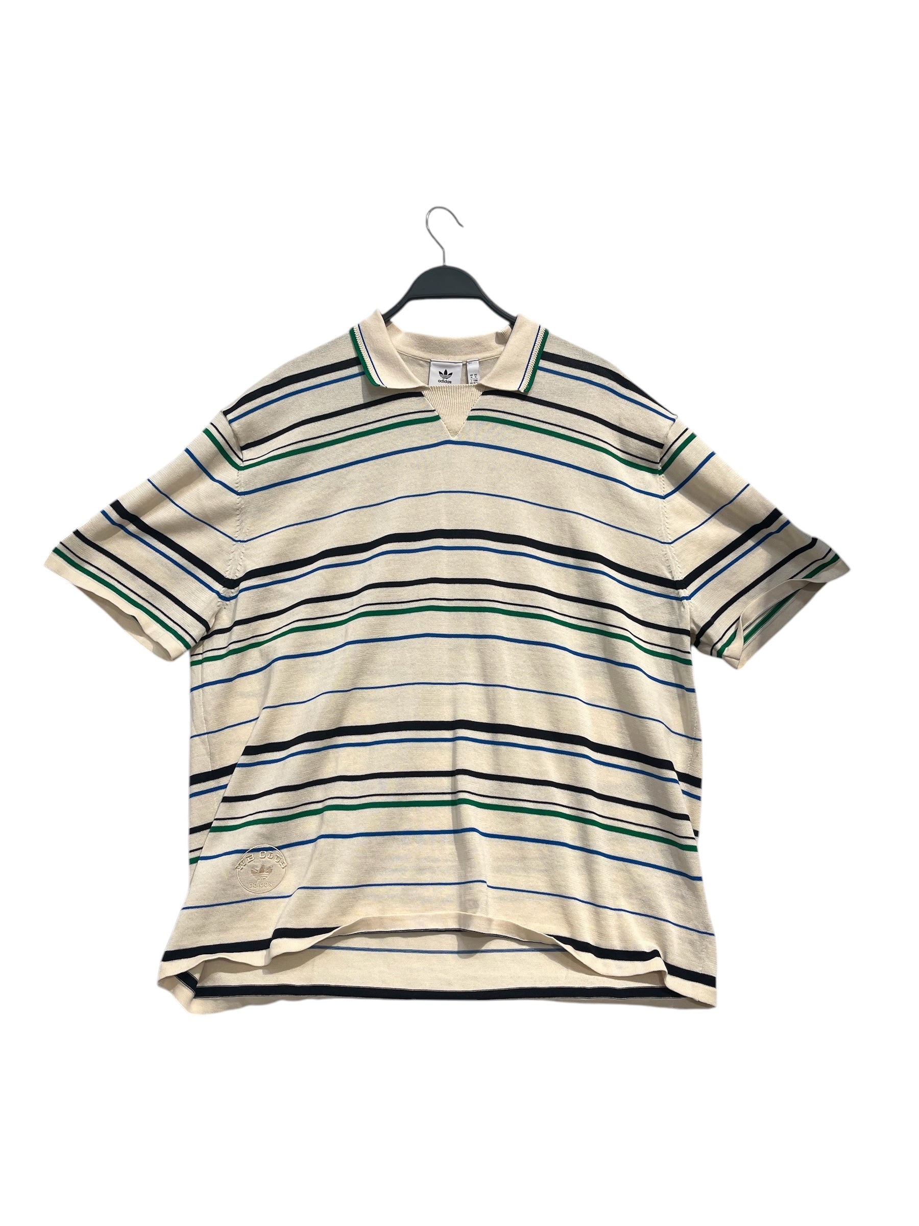 adidas/WALES BONNER/Polo Shirt/XL/Polyester/CRM/Stripe/WB CLUB LOGO BLUE/GREEN/BLACK view 1
