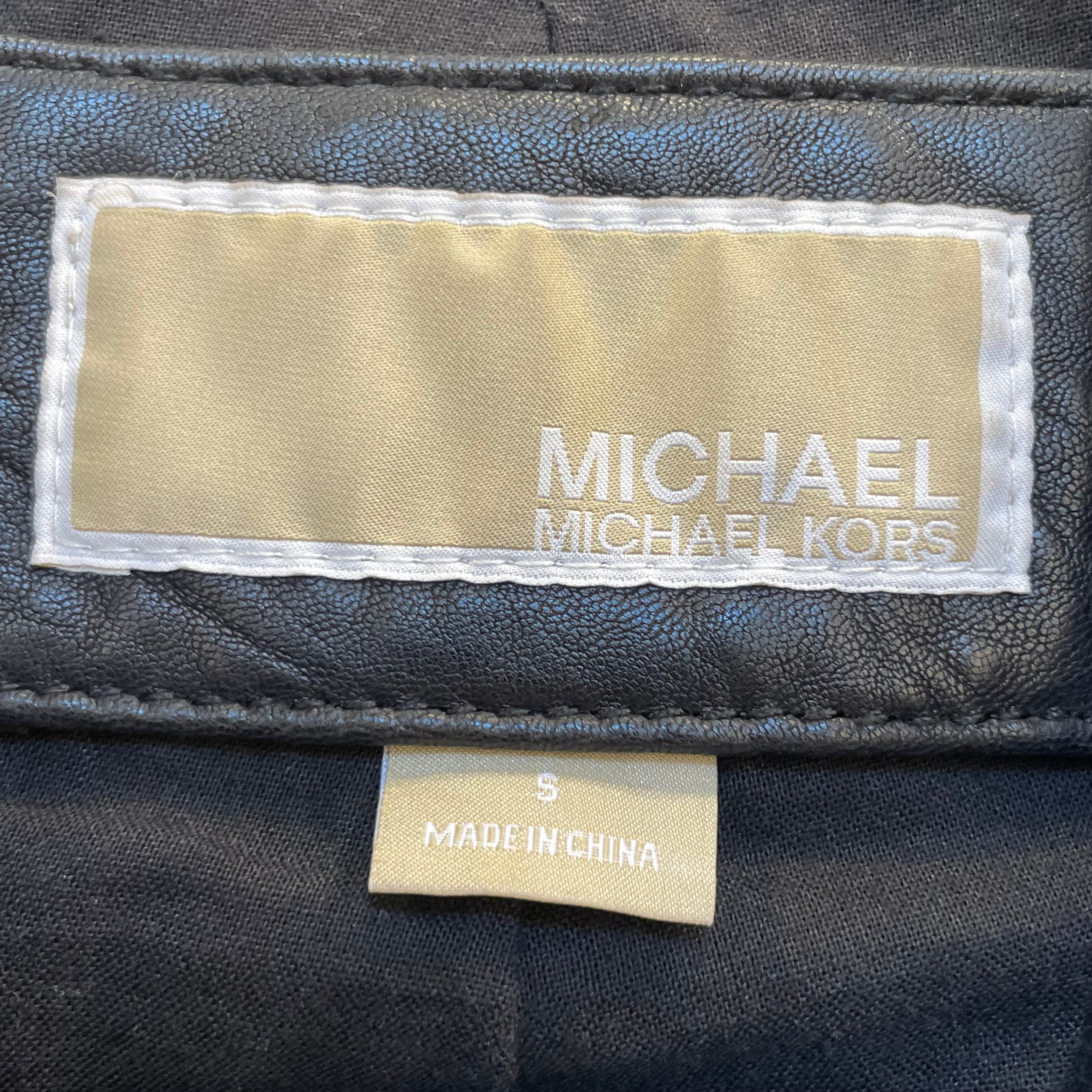 MICHAEL KORS/Leather Jkt/S/Animal Pattern/Leather/BLK/BIKER GOLD ZIP LEOPARD view 4