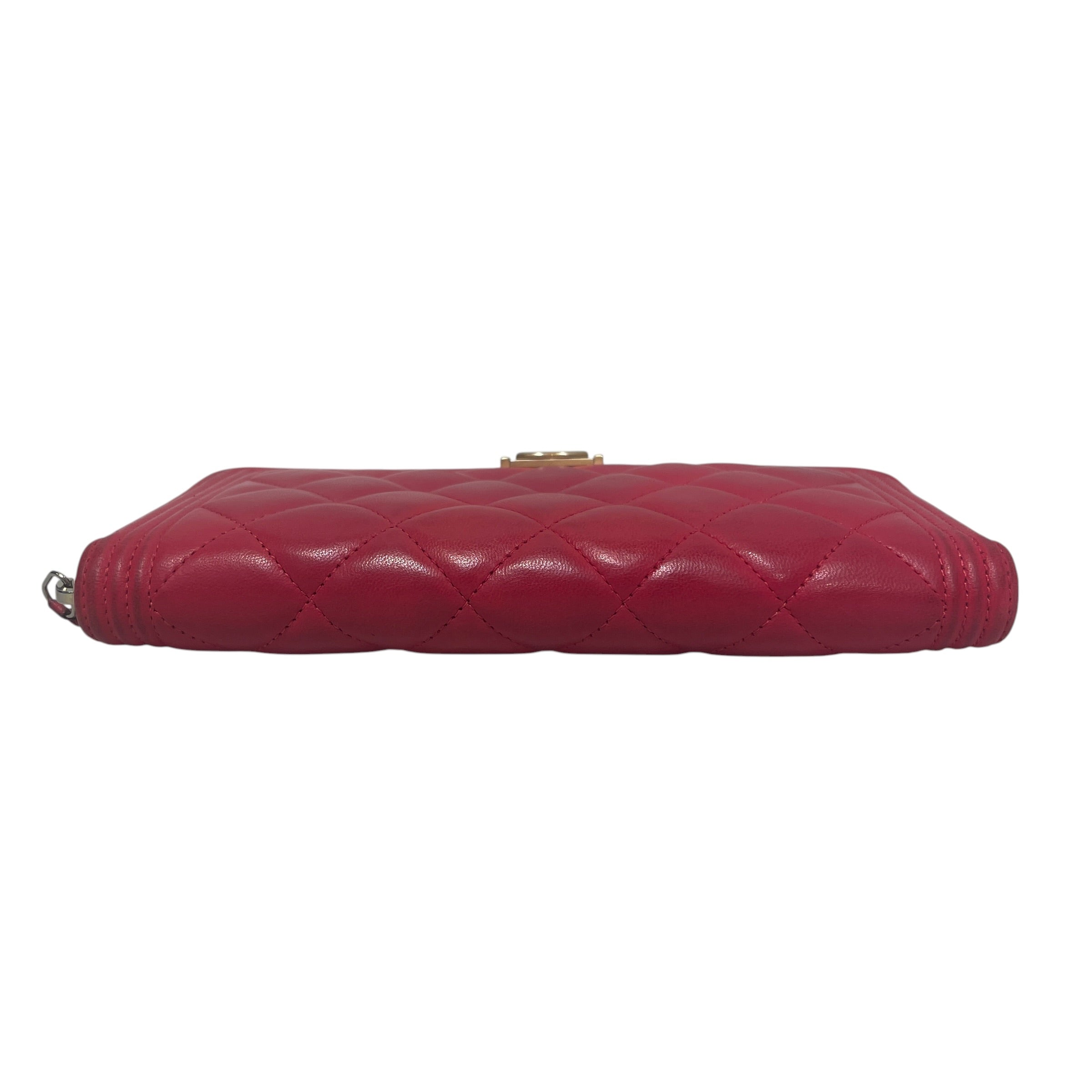CHANEL/Long Wallet/Leather/PNK/L's/Quilted Boy Zip view 3