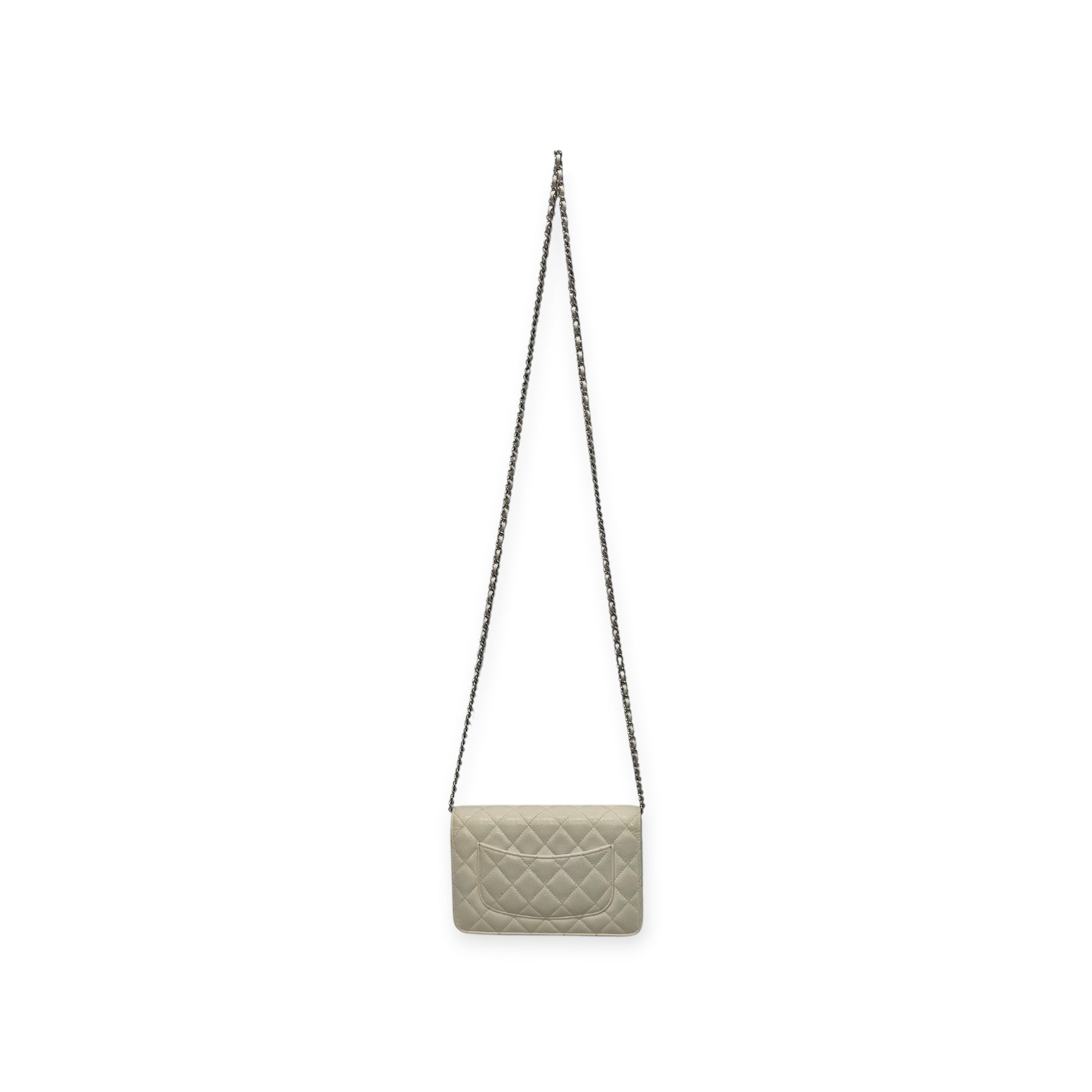 CHANEL/Cross Body Bag/Leather/WHT/CLASSIC MINI FLAP view 2
