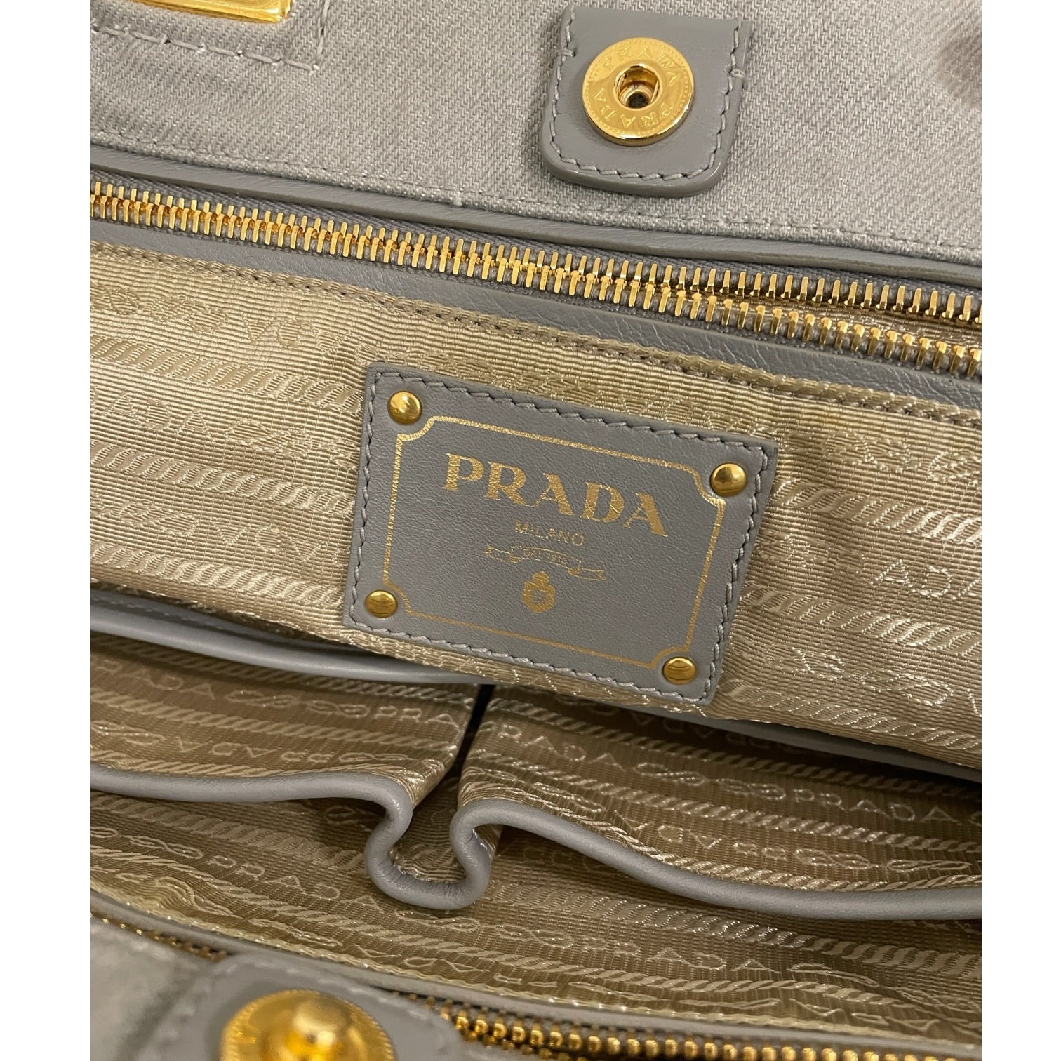 PRADA/Tote Bag/Cotton/GRY/Grey Canapa Tote Bag view 3
