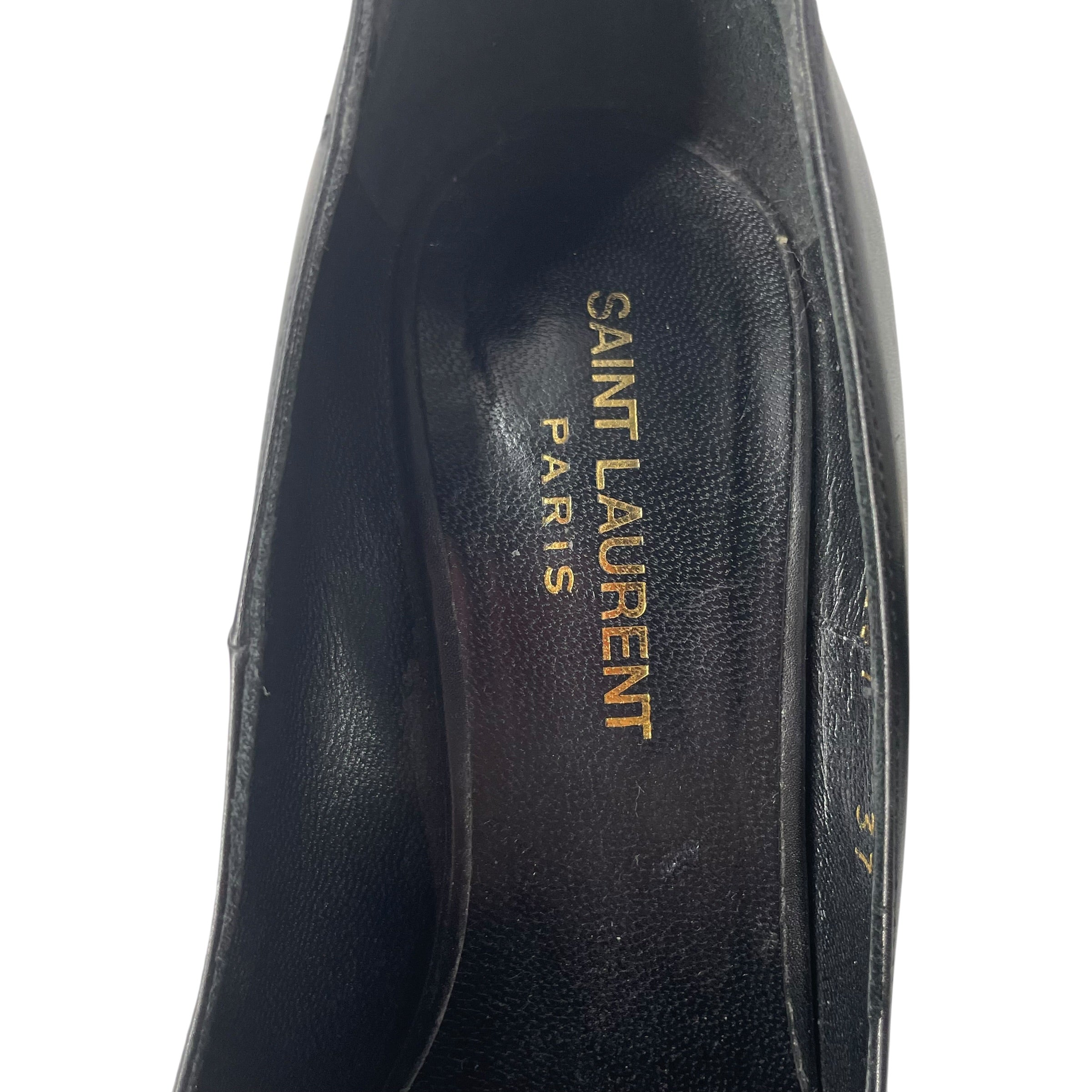 SAINT LAURENT/Heels/EU 37/Leather/BLK/V-Tip/ZEBRA CAP TOE BLK HEEL view 3