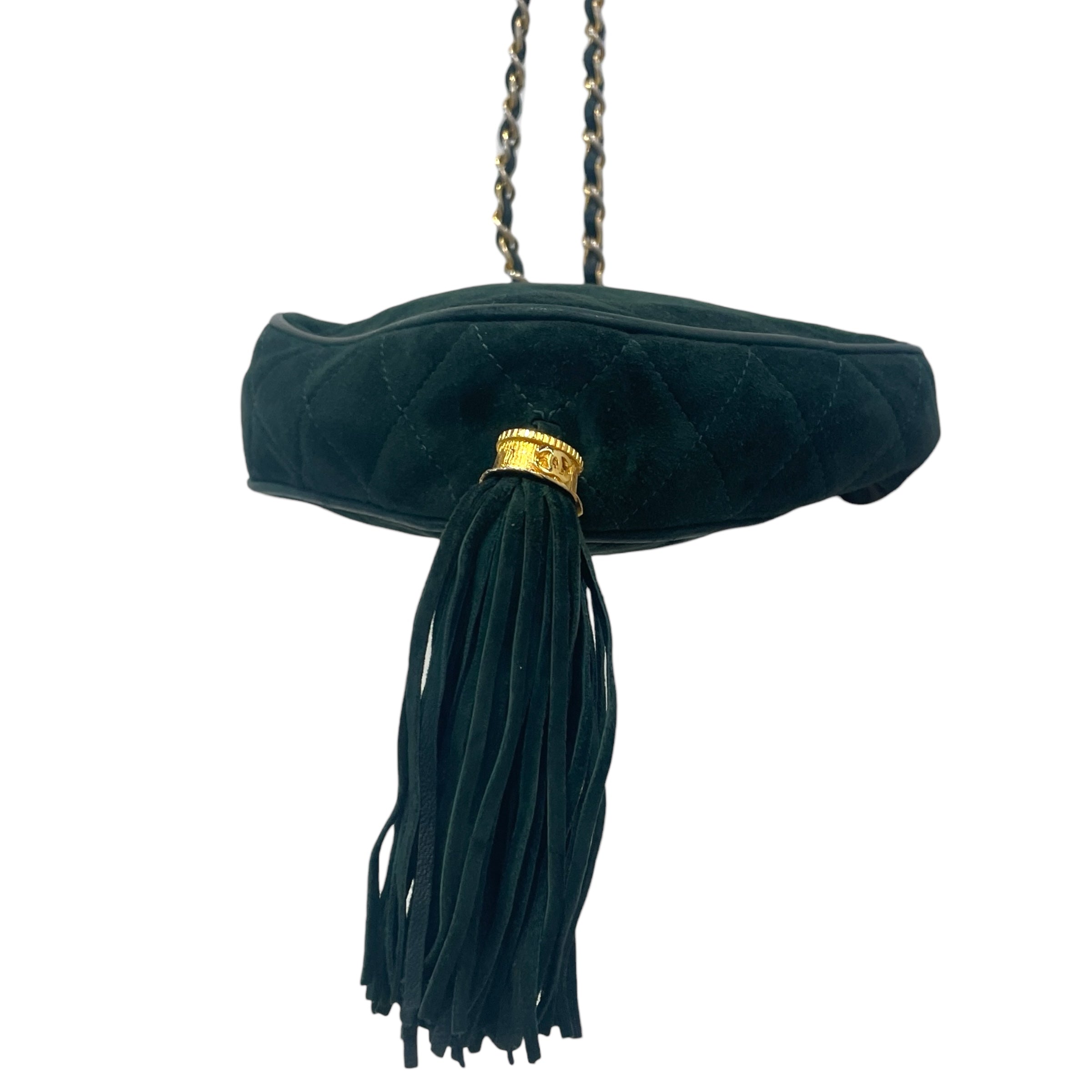 CHANEL/Cross Body Bag/Stripe/Suede/GRN/Diamond Chain With Tassel view 3