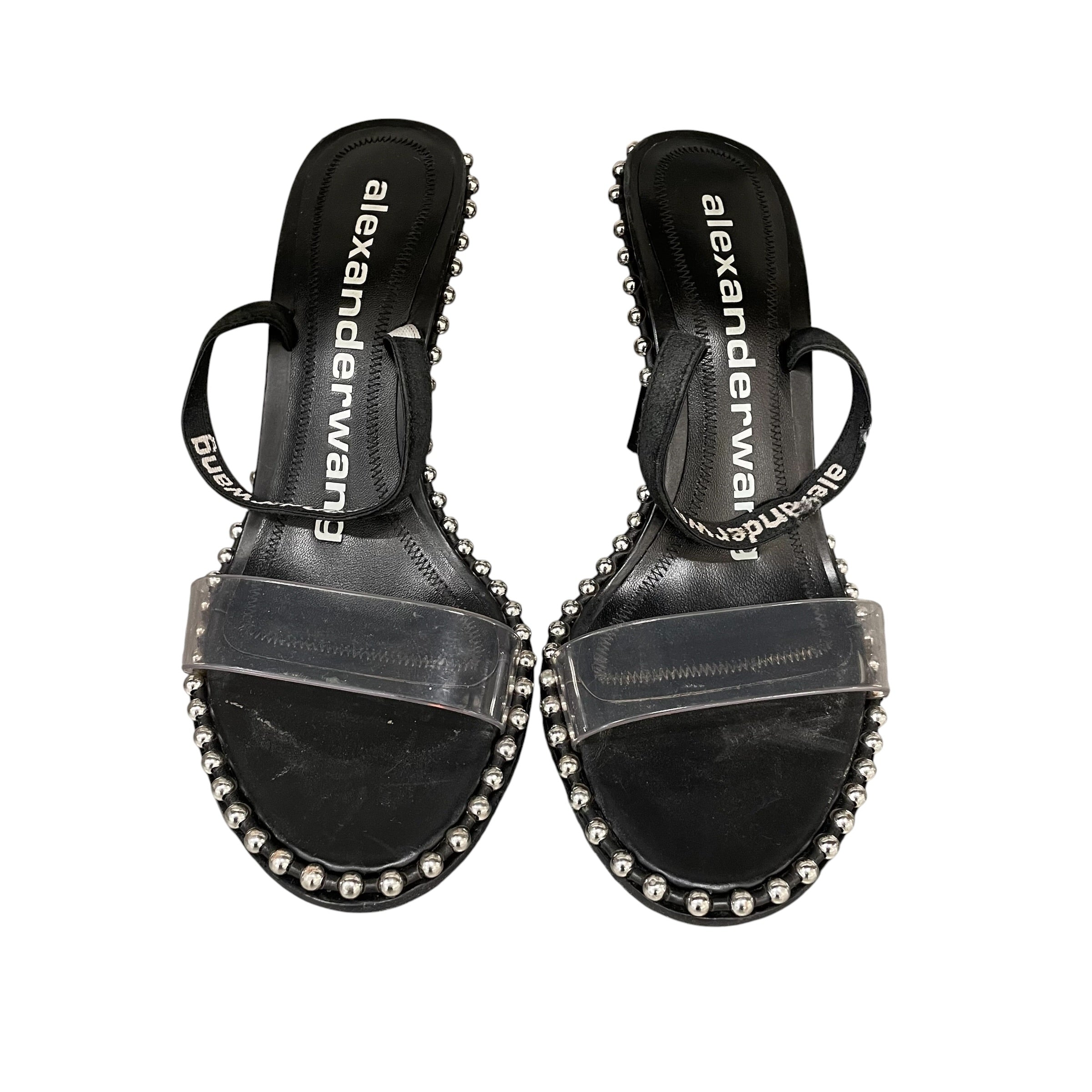 Alexander Wang/Heels/EU 37/Leather/BLK/Open-Toe/studded view 4
