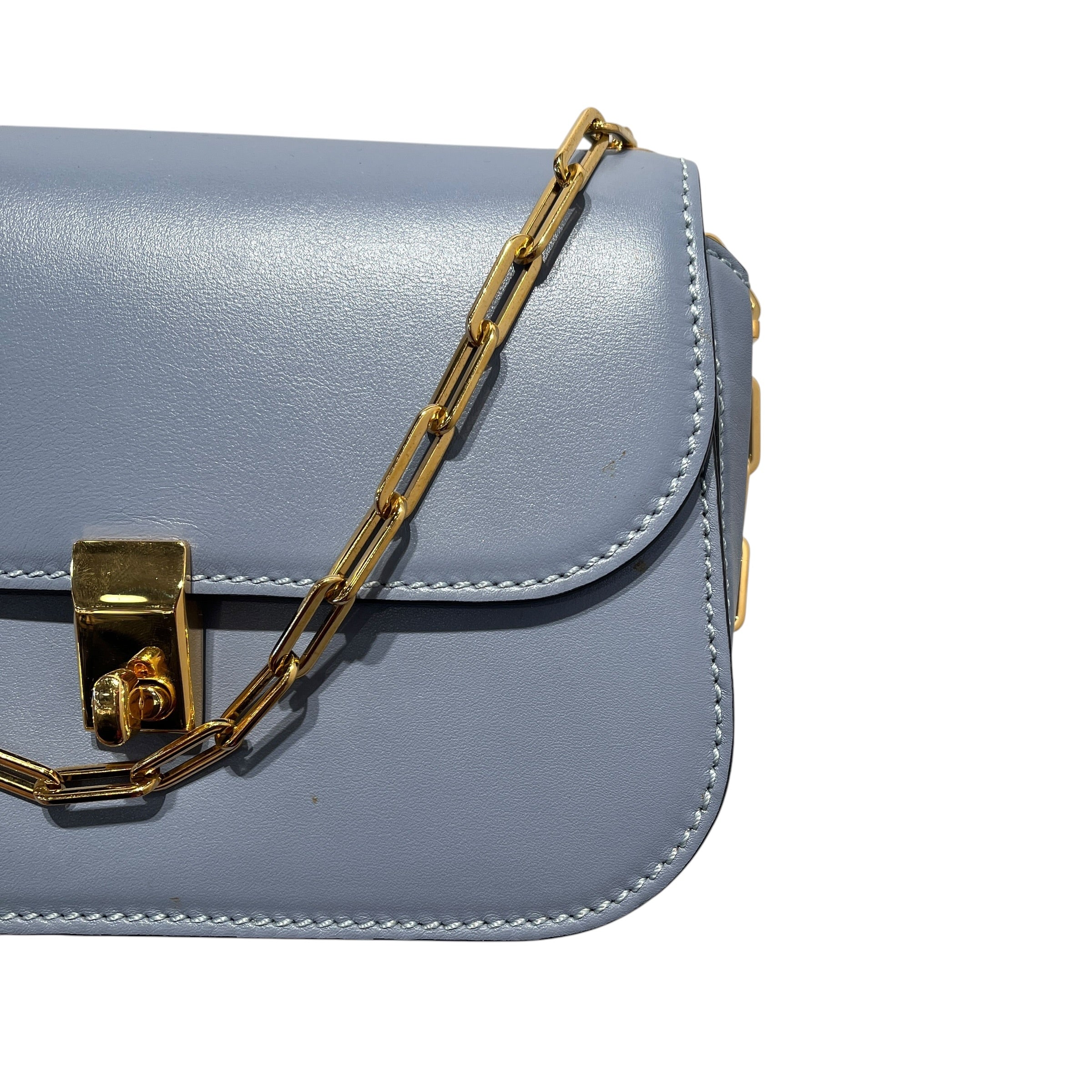 VALENTINO GARAVANI/Cross Body Bag/Leather/IDG/Blue Smooth Leather Chain Link view 9