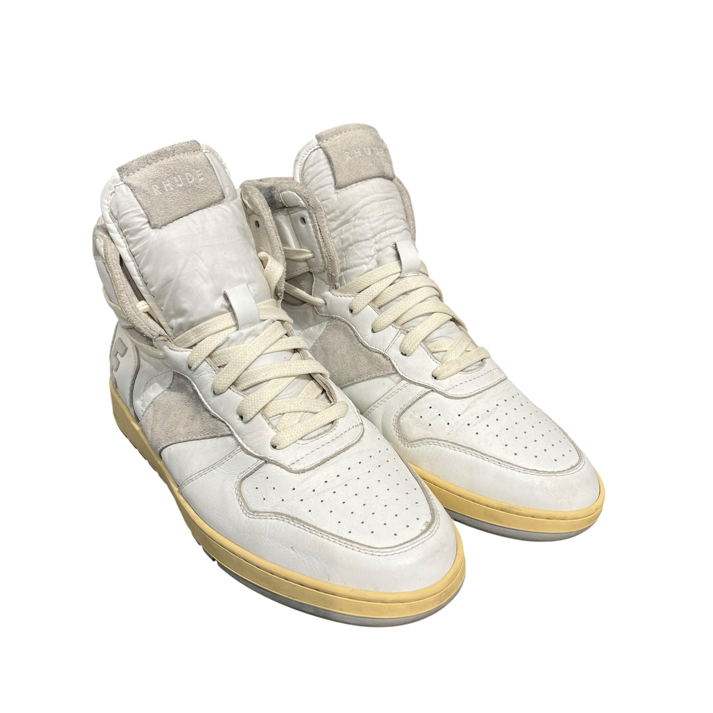 RHUDE/Hi-Sneakers/US 9/Leather/WHT/grey rhude back hit view 1
