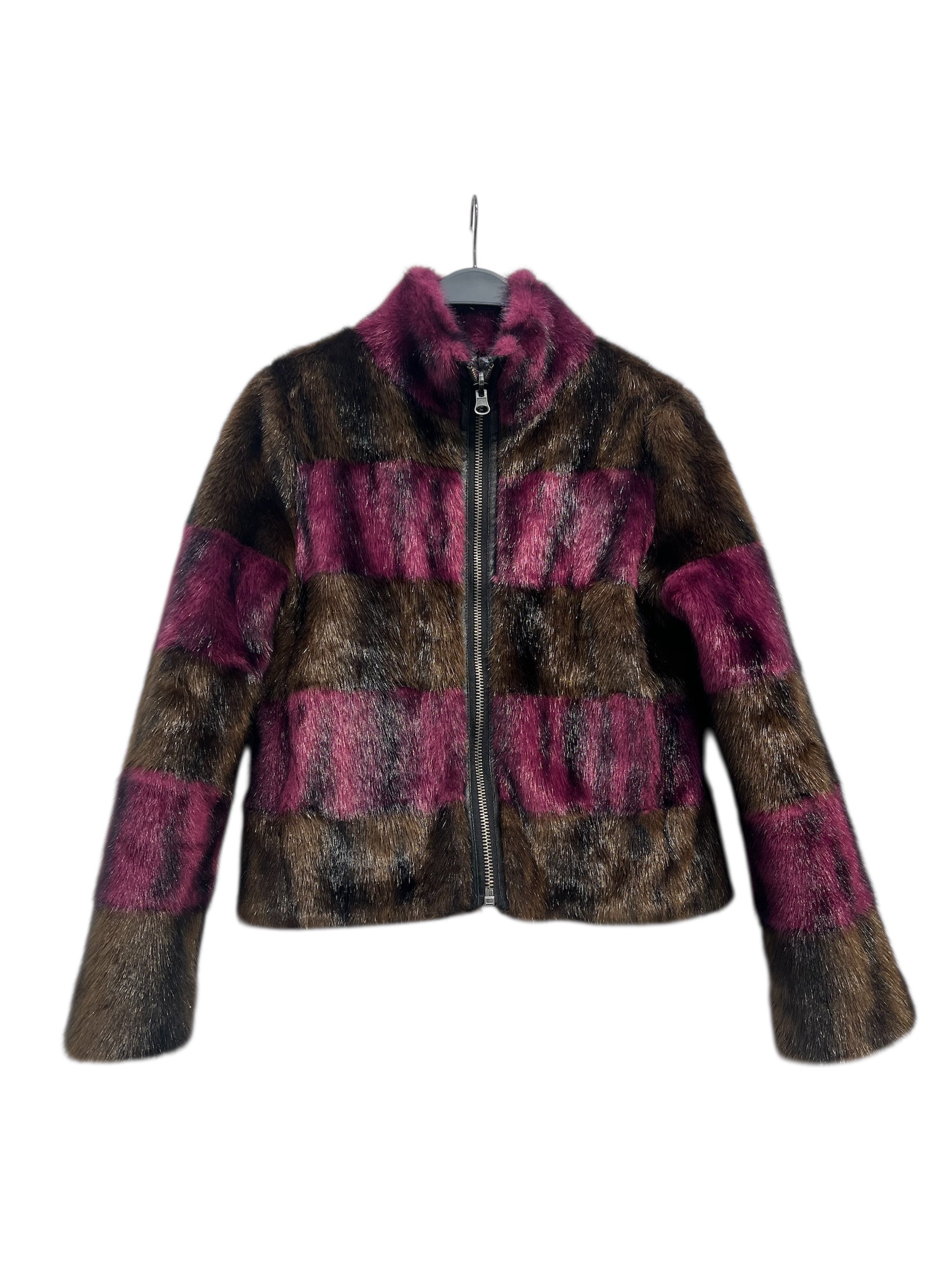 CUSTO BARCELONA/Jacket/Stripe/Fake Fur/PPL/ZIP UP BROWN ANYTIME view 1