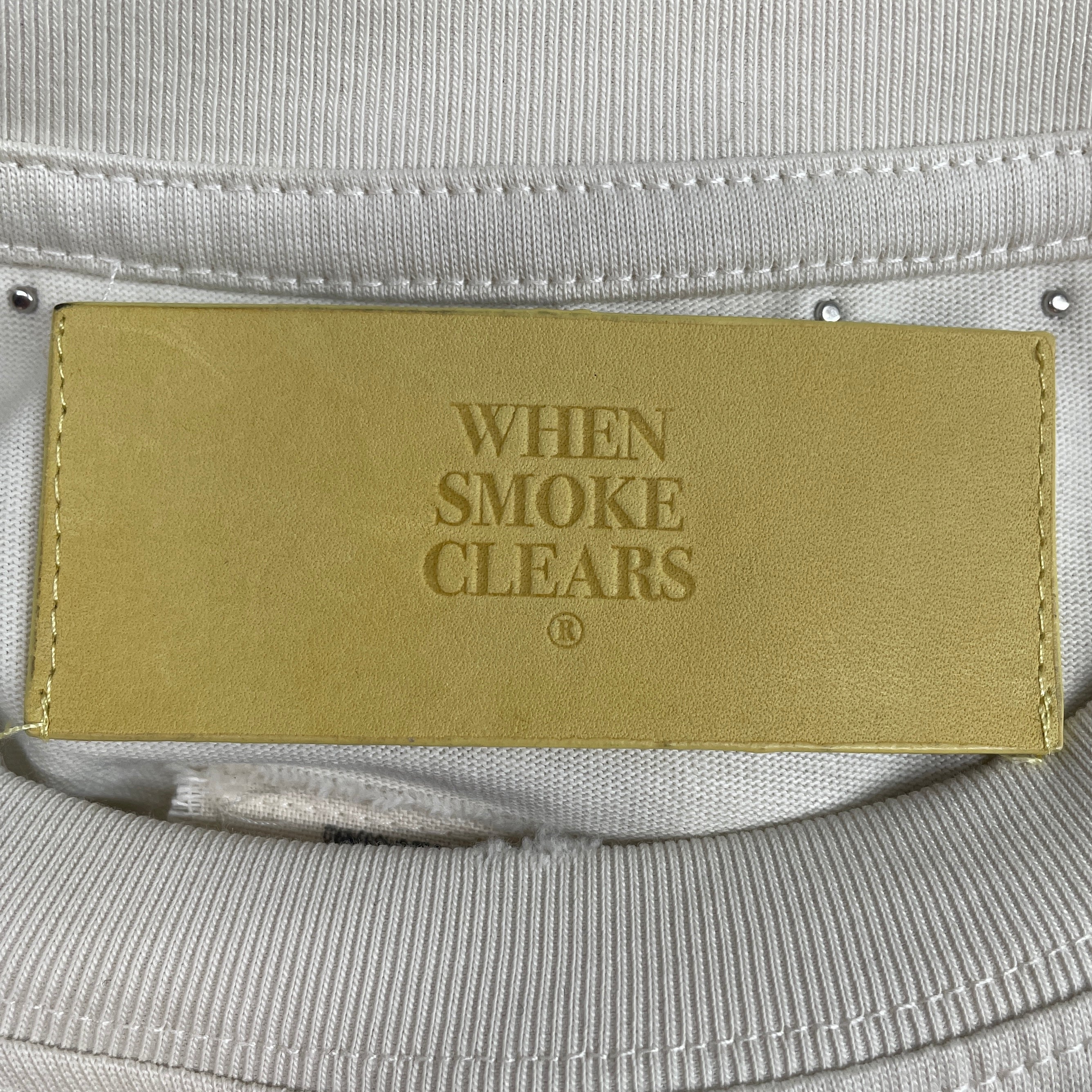 WHEN SMOKE CLEARS/T-Shirt/L/Cotton/WHT/Graphic/BLU/ORG/RHINSTONE view 3