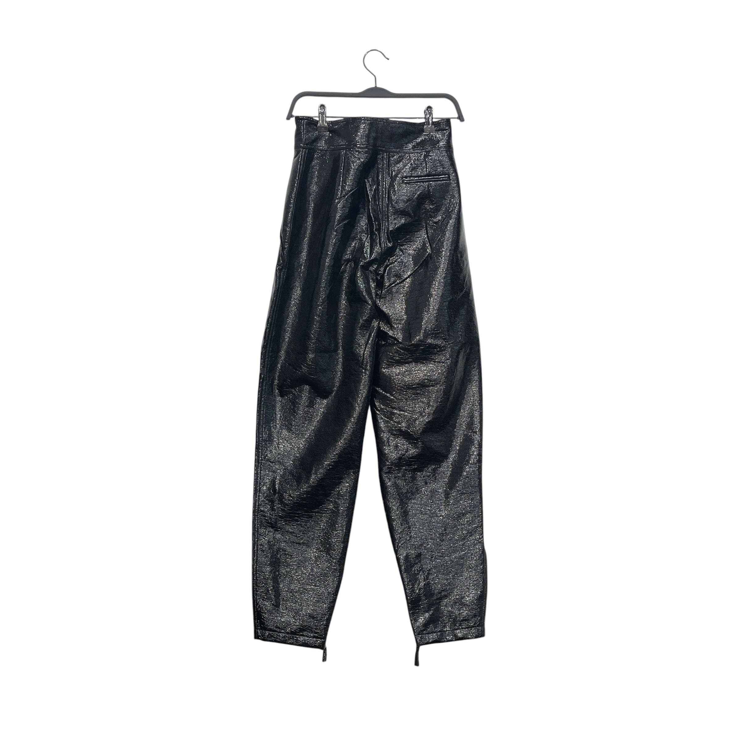 GIORGIO ARMANI/Bottoms/38/Cotton/BLK/High-waisted/GA BLK METTALIC PATENT TROUSER view 2