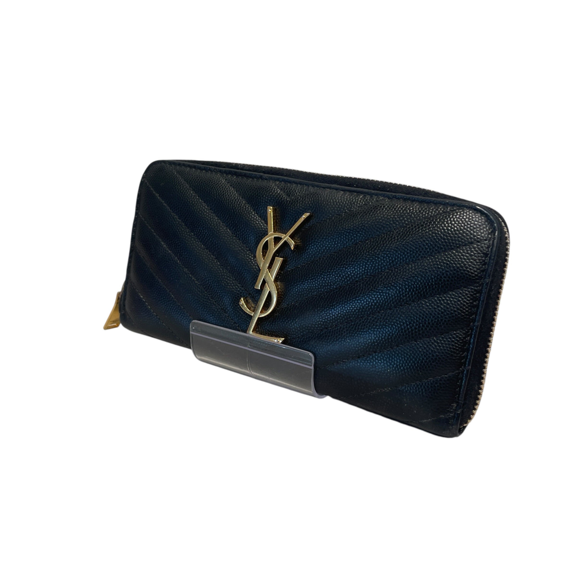 YVES SAINT LAURENT/Long Wallet/Leather/BLK/L's/Matelasse Zip Wallet view 1