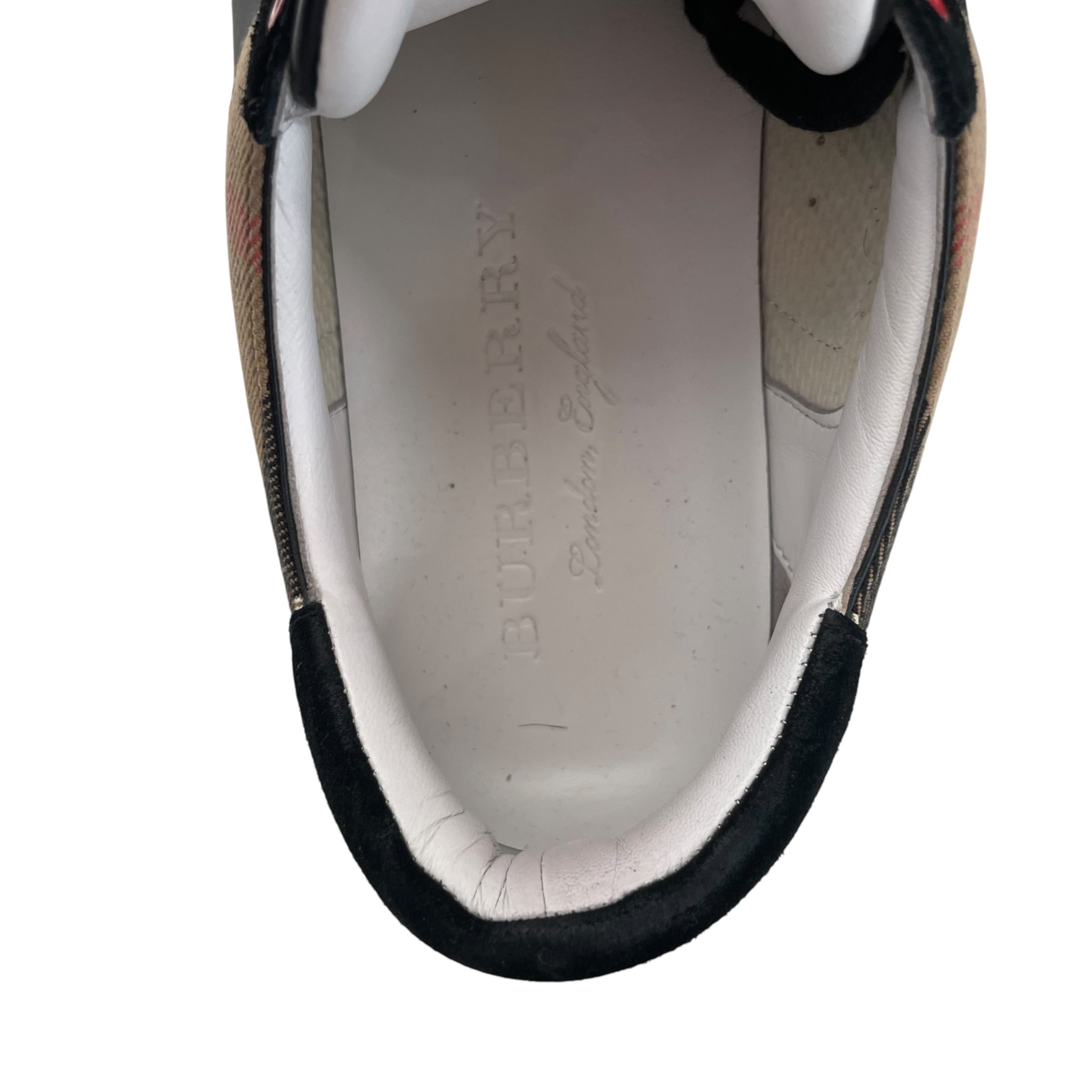 BURBERRY LONDON/Low-Sneakers/EU 43.5/Plaid/Acrylic/BLK/plaid around the back view 3