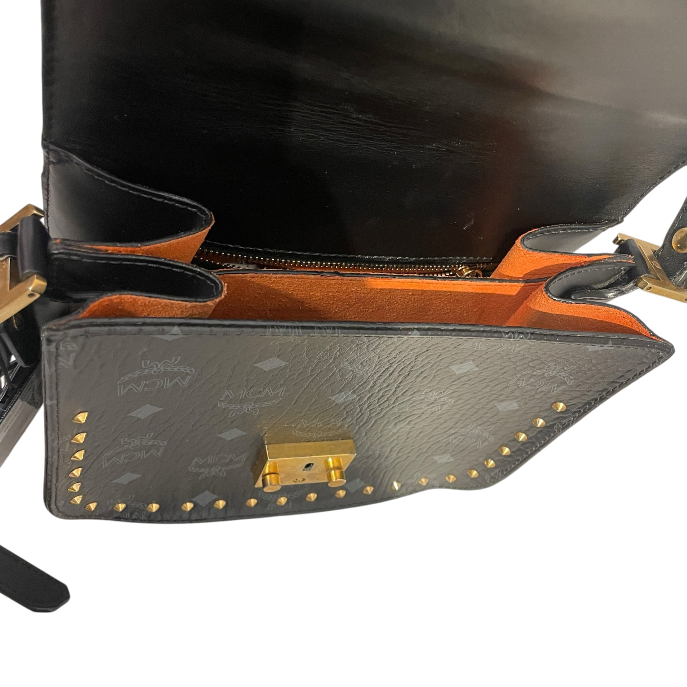 MCM/Cross Body Bag/Monogram/Leather/BLK/GLD HARDWARE BLK PINCH CLASP view 7