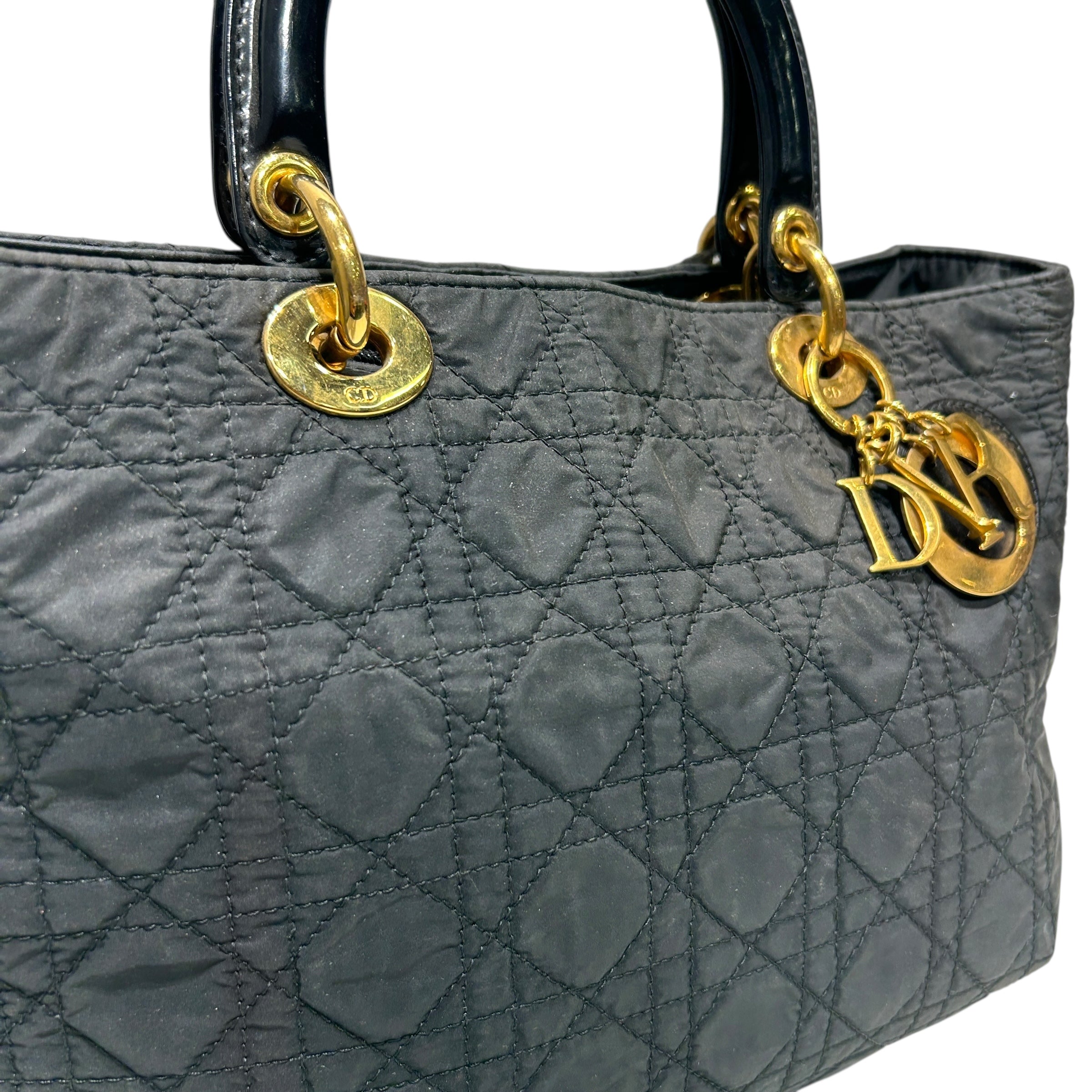 Christian Dior/Hand Bag/Cotton/BLK/VINTAGE LADY DIOR view 6