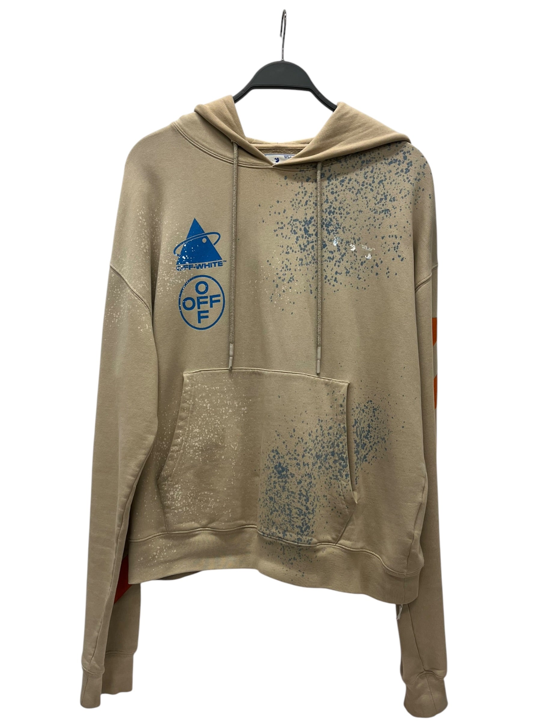 OFF-WHITE/Hoodie/M/All Over Print/Cotton/BEG/WHT/BLU SPLATS & TRIANGLE LOGO view 1