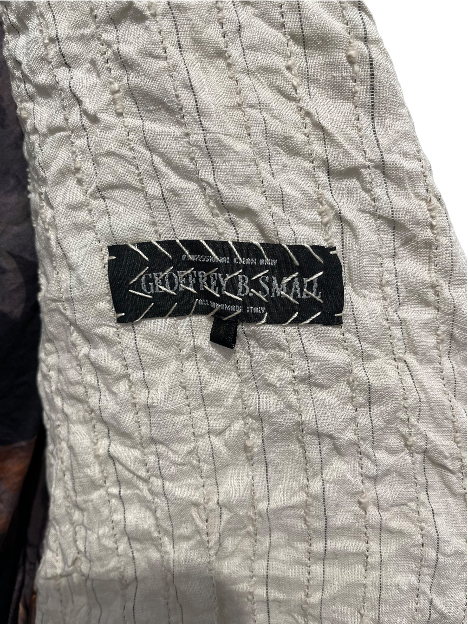 GEOFFREY B. SMALL/Tailored Jkt/WHT/Stripe/SILK LINING W/ BIRDS view 3