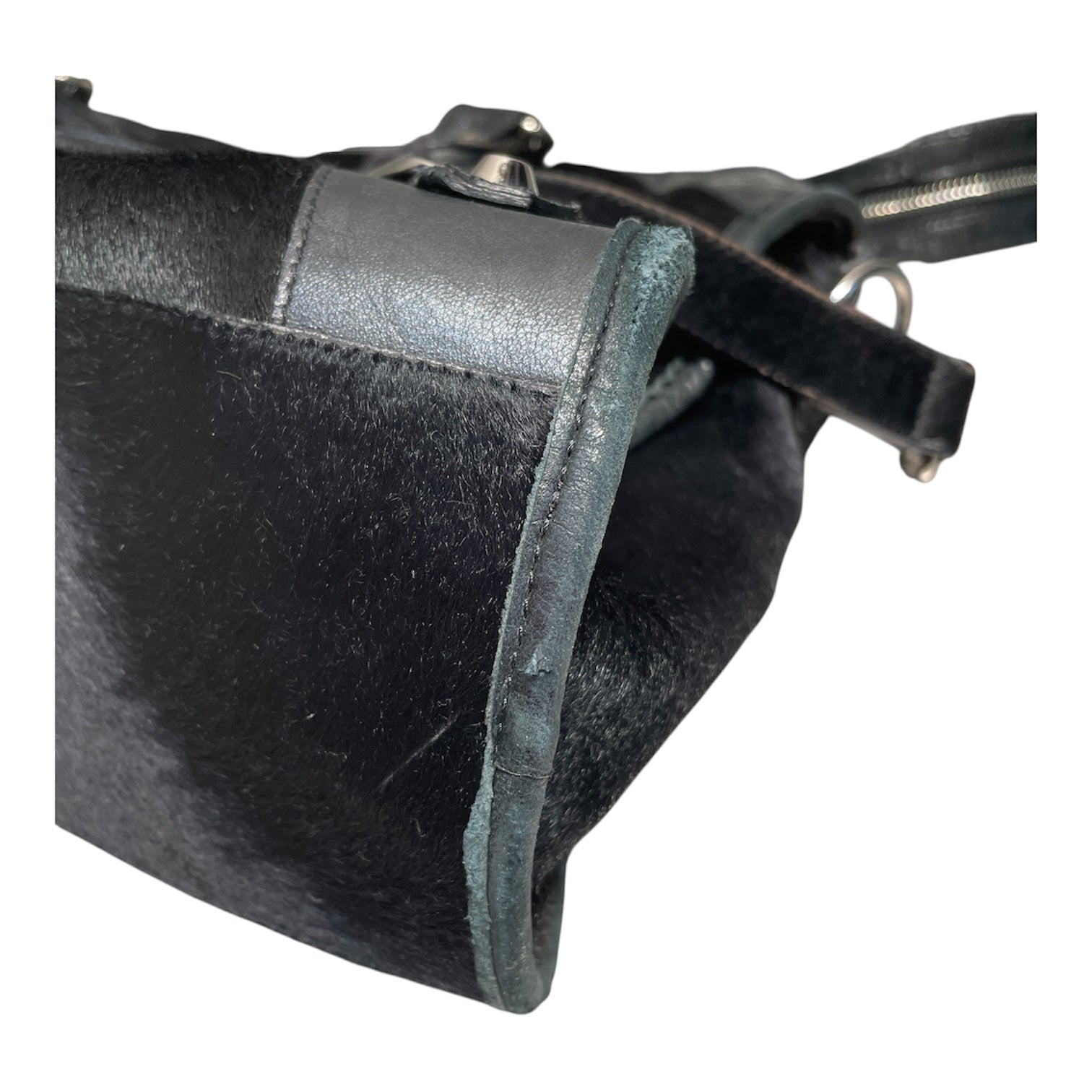 BALENCIAGA/Hand Bag/Fur/BLK/city bag view 7