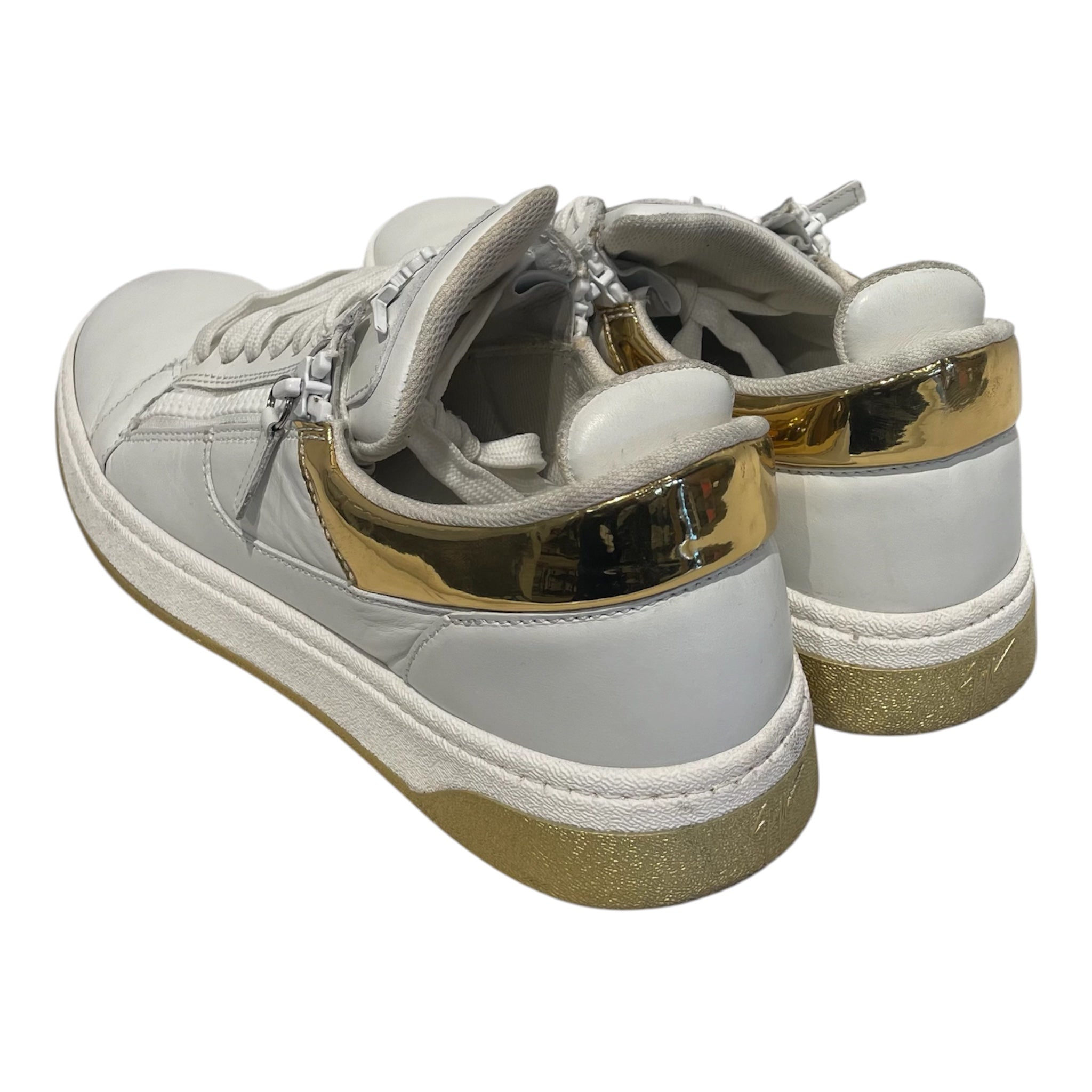 Giuseppe Zanotti/Low-Sneakers/UK 8/Leather/WHT/GZ 94 white and gold view 2